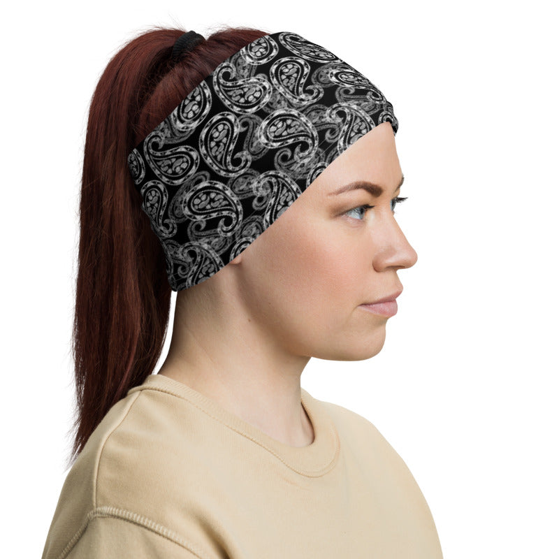 Paisley Black Neck Gaiter Mask Scarf