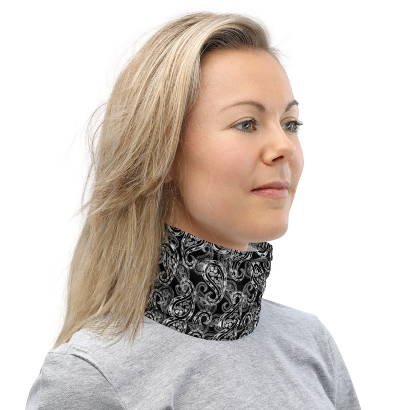 Paisley Black Neck Gaiter Mask Scarf