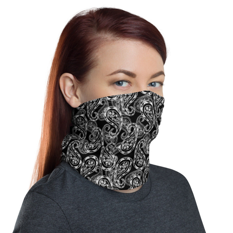 Paisley Black Neck Gaiter Mask Scarf