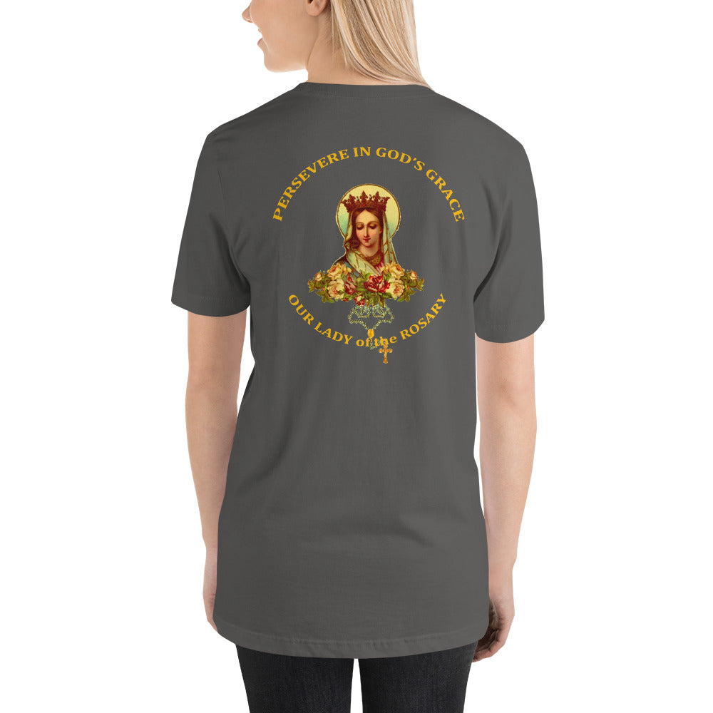 Our Lady of the Rosary Short-Sleeve Unisex T-Shirt (CT) - Trending Novelties & Gifts