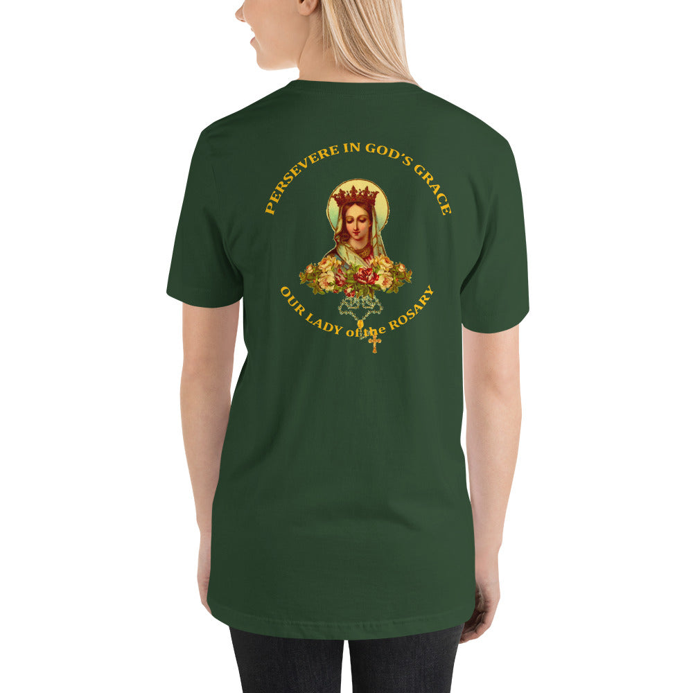Our Lady of the Rosary Short-Sleeve Unisex T-Shirt (CT) - Trending Novelties & Gifts