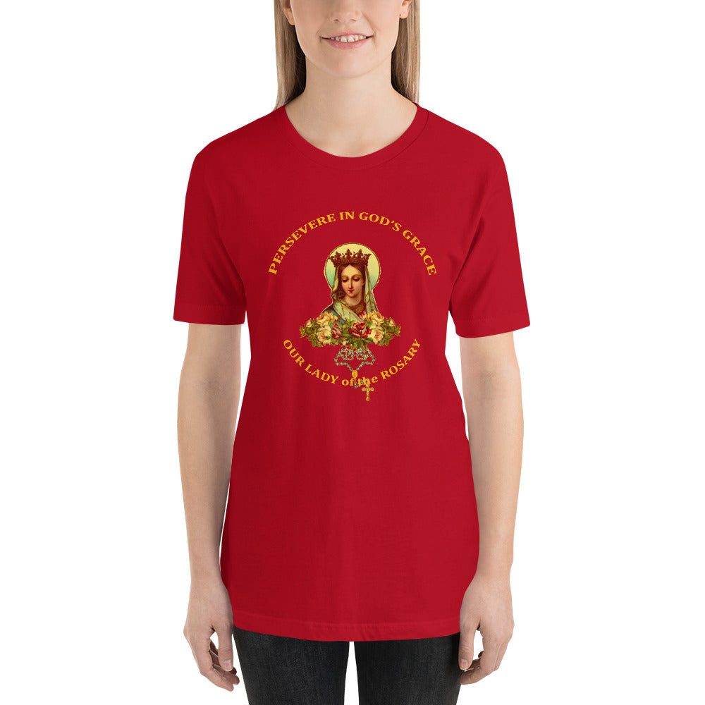 Our Lady of the Rosary Short-Sleeve Unisex T-Shirt (CT) - Trending Novelties & Gifts