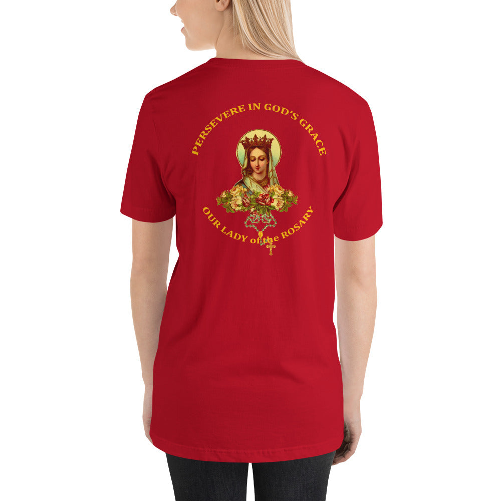 Our Lady of the Rosary Short-Sleeve Unisex T-Shirt (CT) - Trending Novelties & Gifts