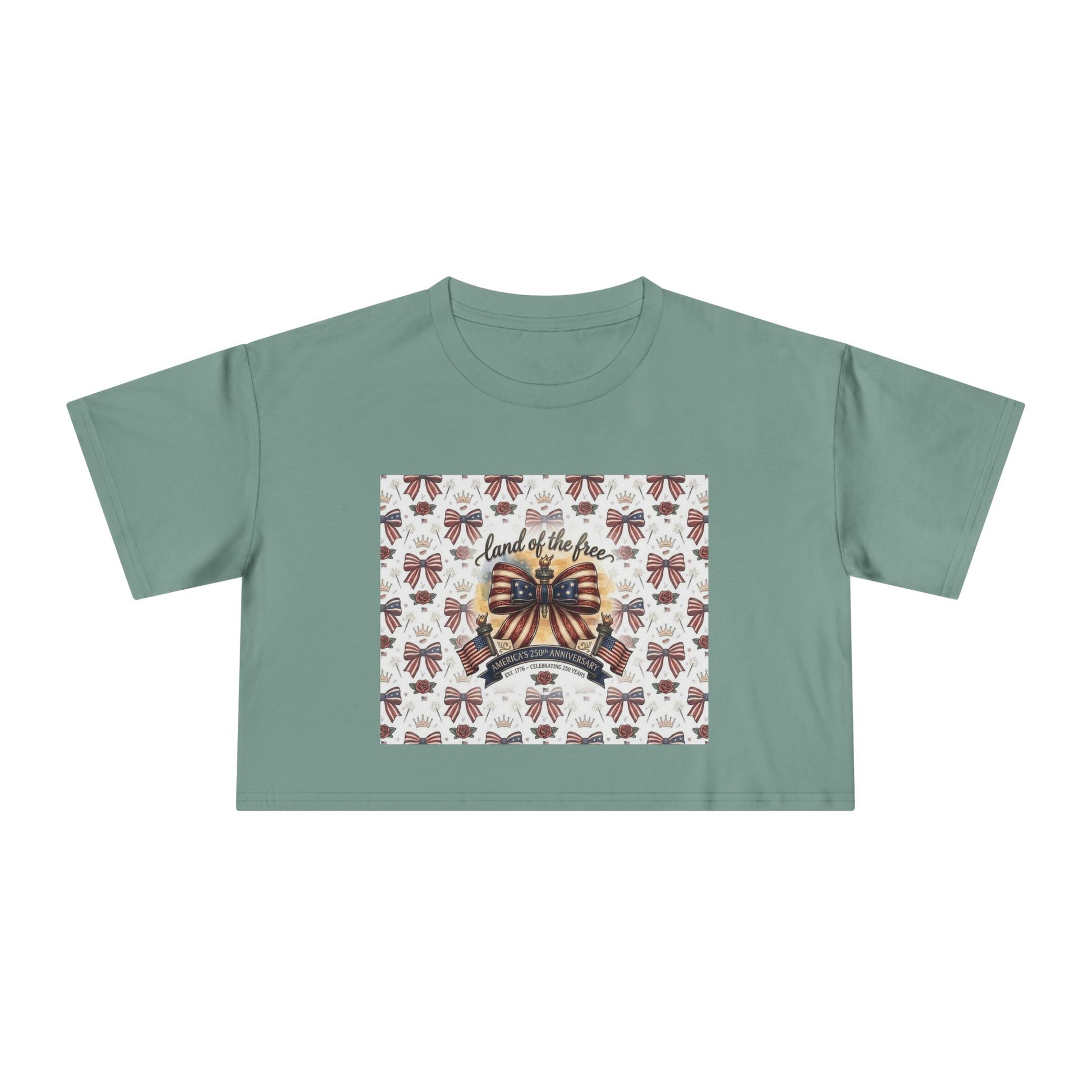 USA 250th ANNIVERSARY Women’s Crop Tee — Patriotic "Land of the Free" Women’s Crop Tee - Trending Novelties & Gifts