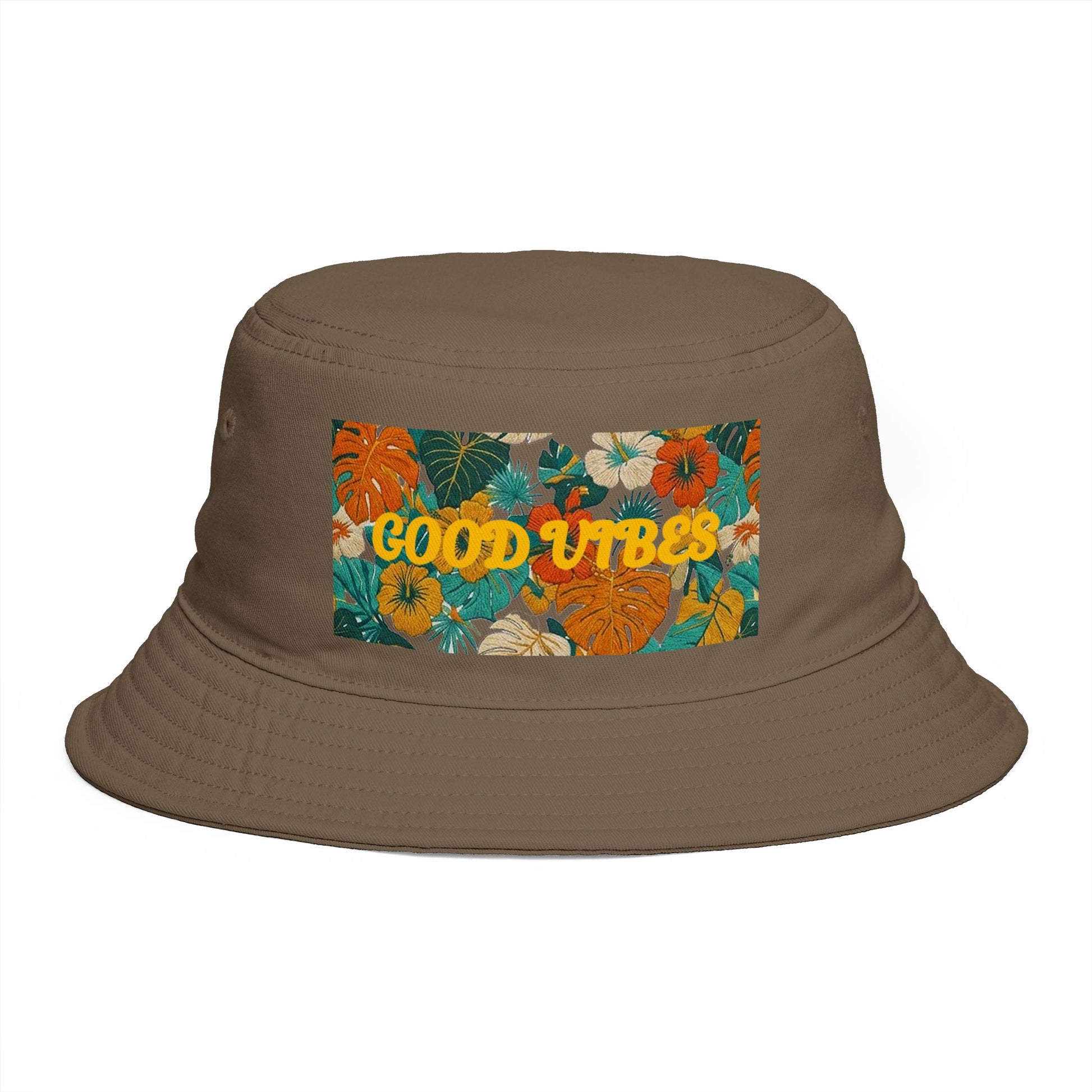 Summer Bucket Hat — 'Good Vibes' Floral Bucket Hat, Retro Tropical Sun Hat for Beach, Festival & Summer - Trending Novelties & Gifts