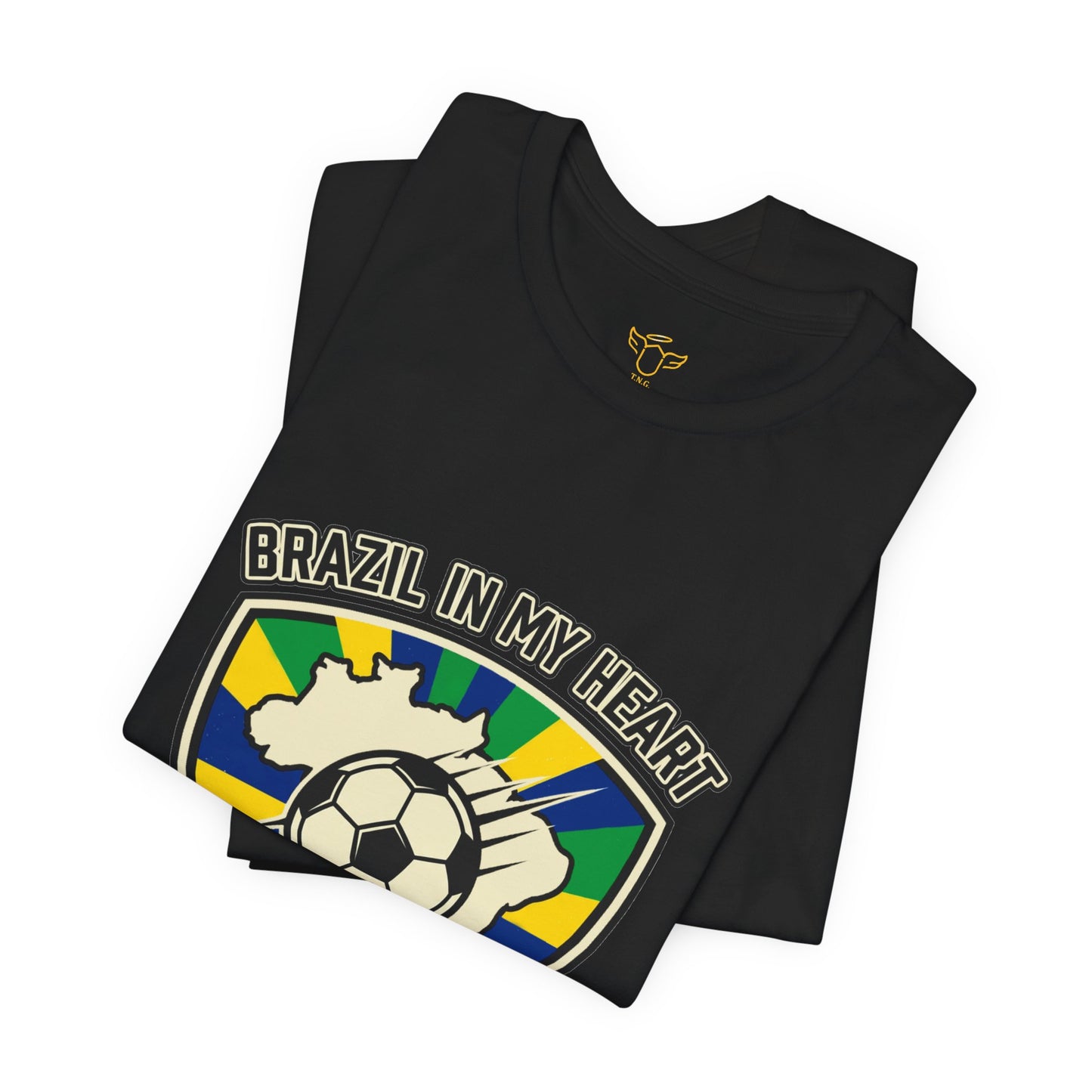 Brazil in My Heart Soccer Crest Tee | country pride, retro soccer - Trending Novelties & Gifts