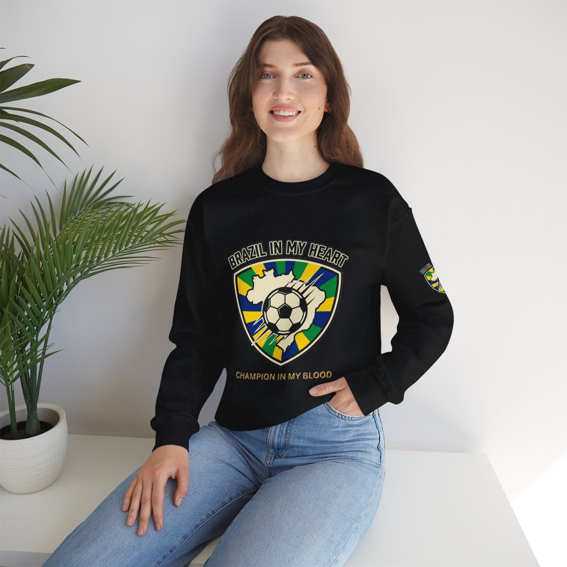Brazil In My Heart Soccer Sweatshirt | Brazil fans world cup Soccer 2026 Sweatshirt - Trending Novelties & Gifts