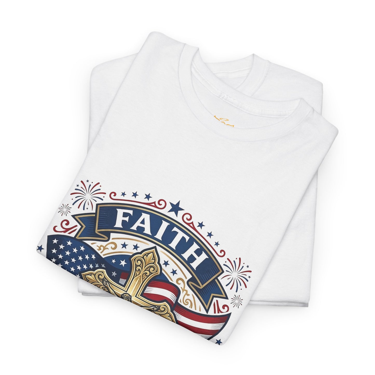 Catholic Faith, Family & Freedom T‑Shirt — Patriotic Cross American Flag Tee (USA 250th)