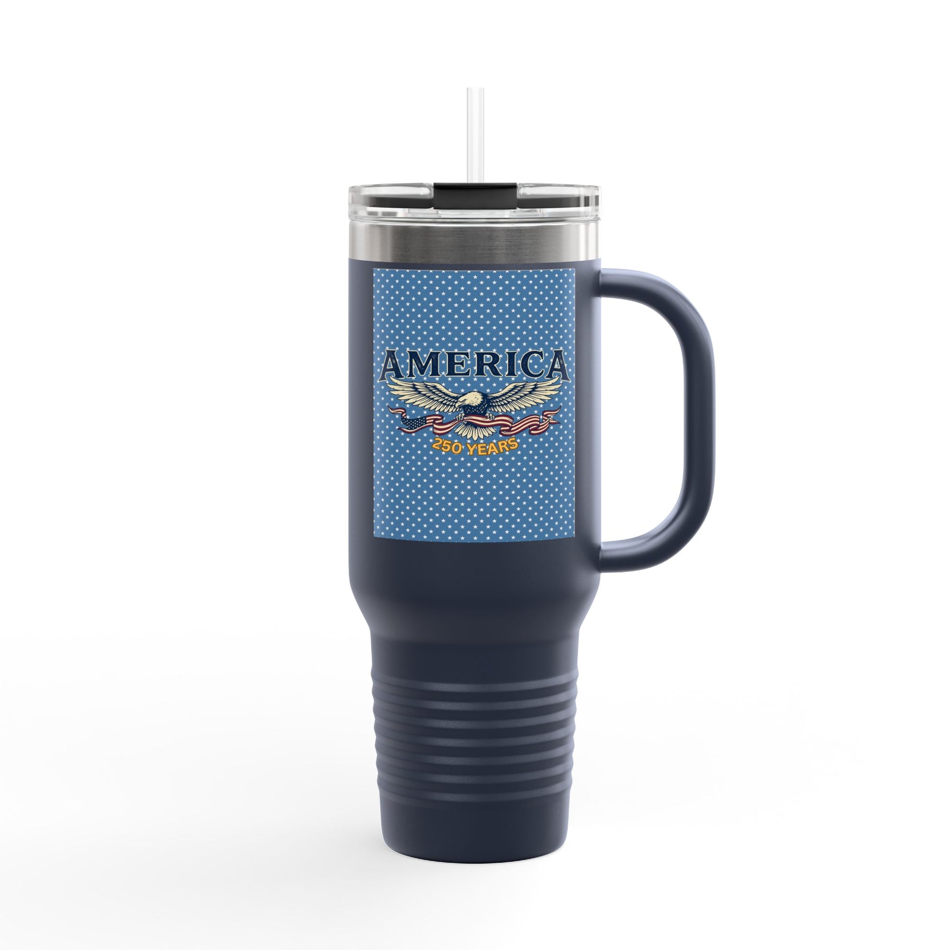 USA 250th ANNIVERSARY 40oz Insulated Travel Mug — 'America' Eagle Patriotic Drink Tumbler - Trending Novelties & Gifts
