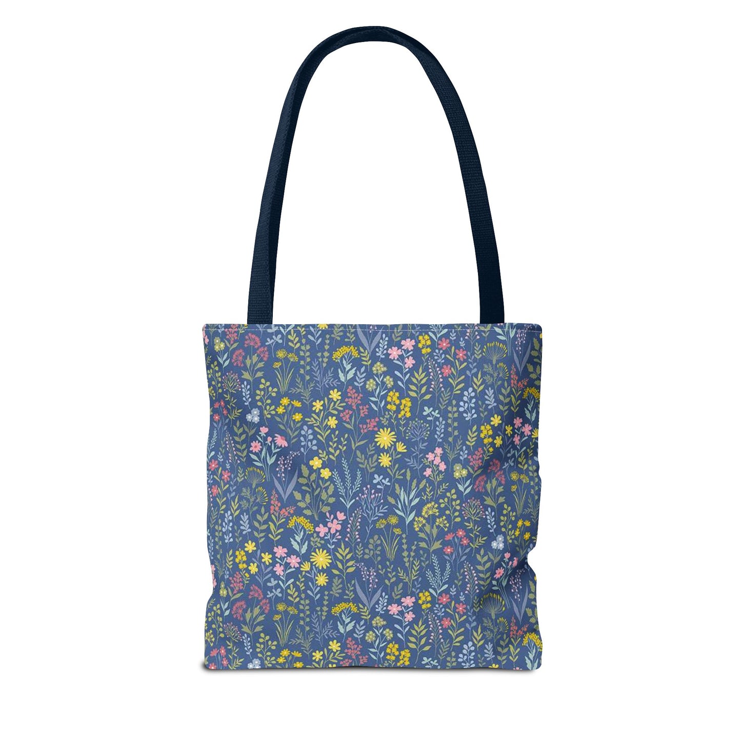Wildflower Meadow Tote Bag — Blue Floral All-Over Print Eco Tote (summer)
