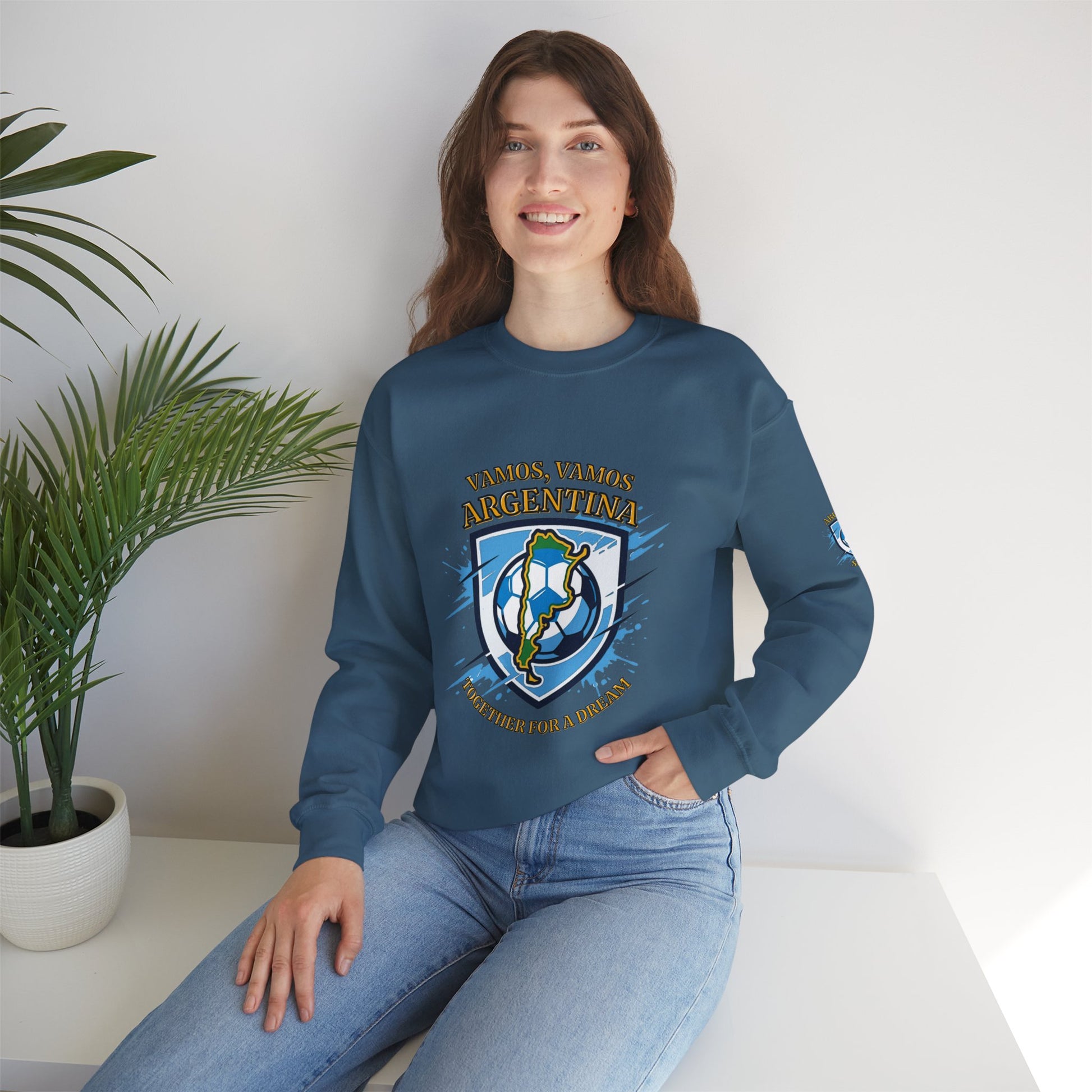 Argentina Soccer Crewneck Sweatshirt – "Vamos, Vamos Argentina" Football Fan Pullover - Trending Novelties & Gifts