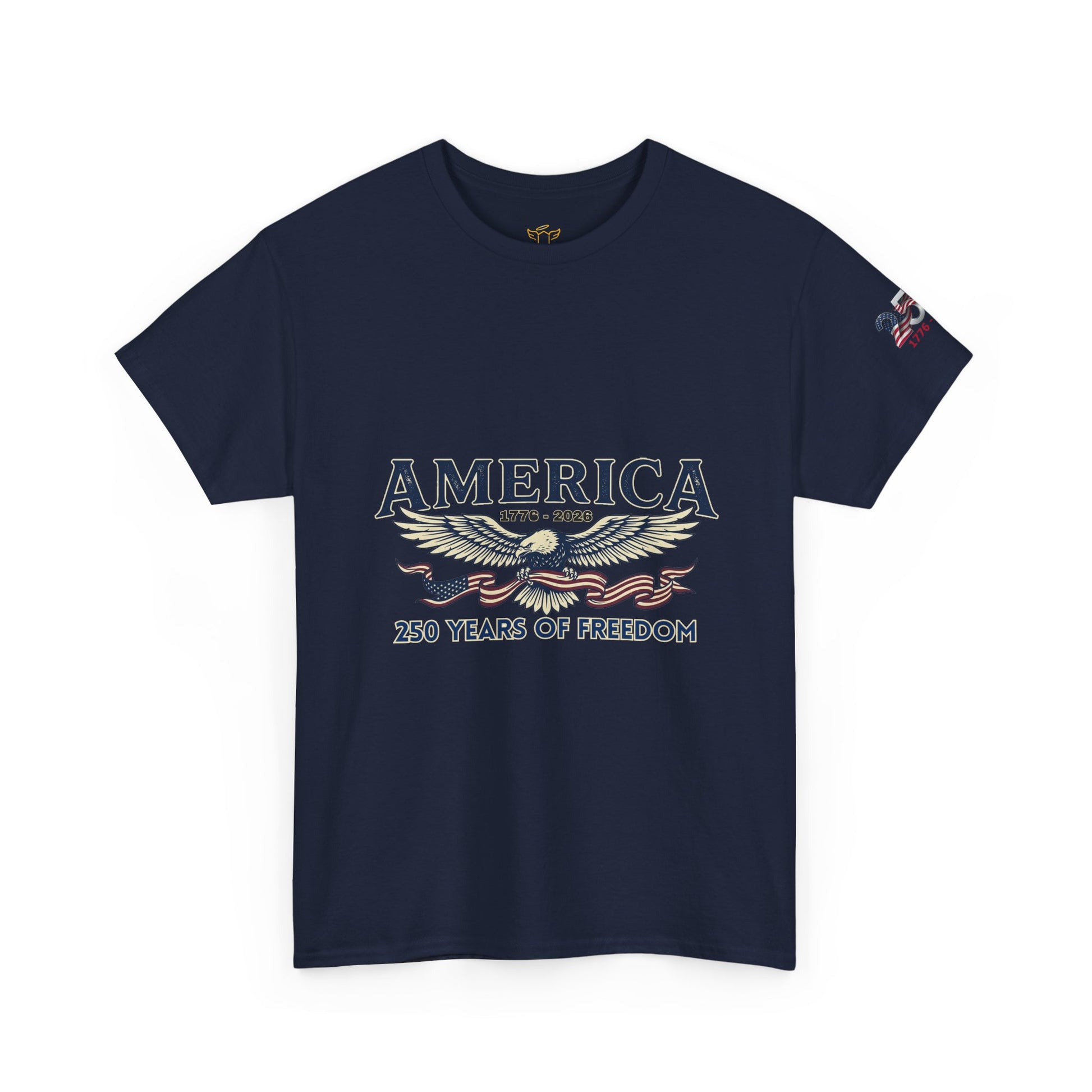 America 250 Years of Freedom T-Shirt — USA 250th ANNIVERSARY T-shirt, Black t-shirt with white text on a white background