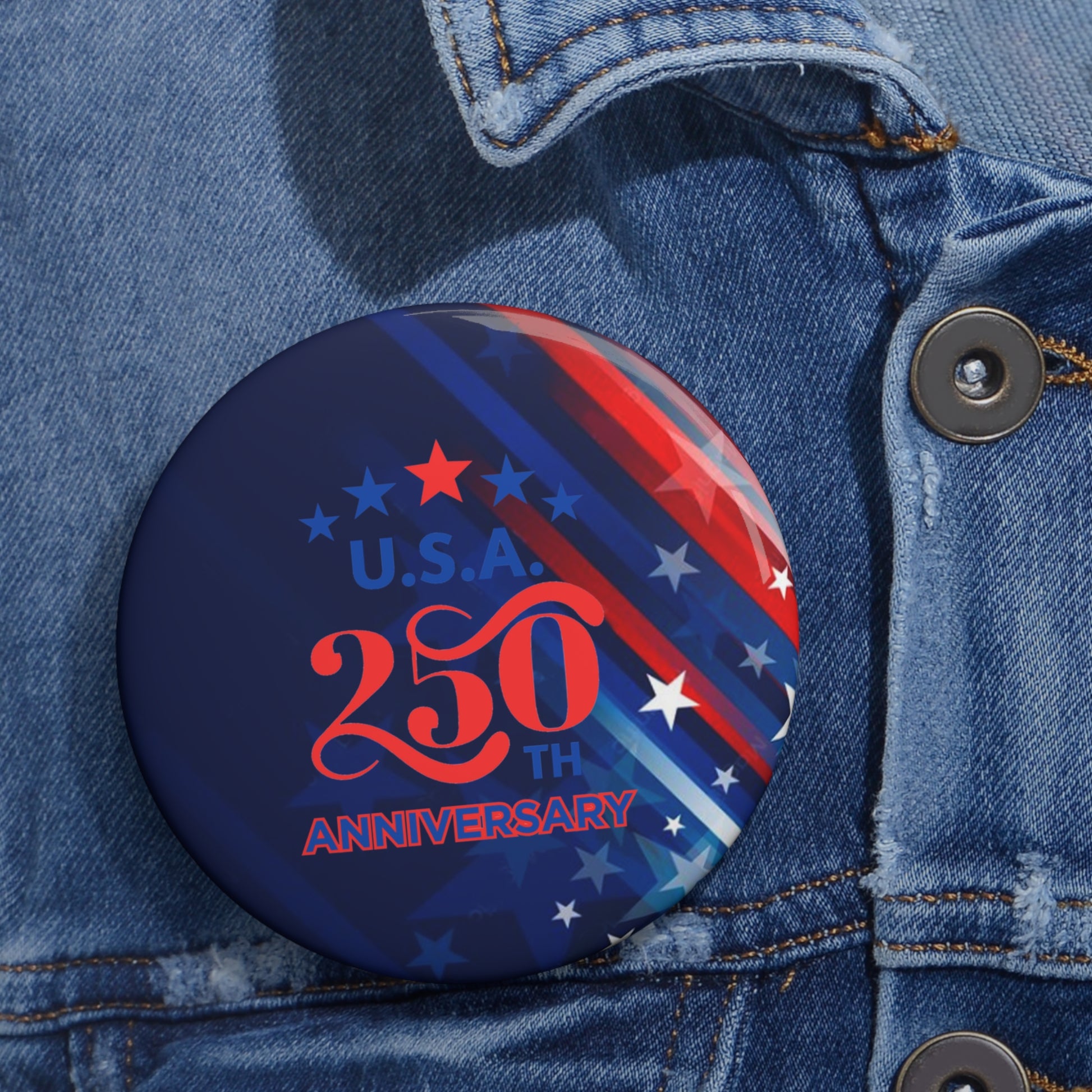 USA 250th Anniversary Pin Button — Patriotic Commemorative Badge - Trending Novelties & Gifts