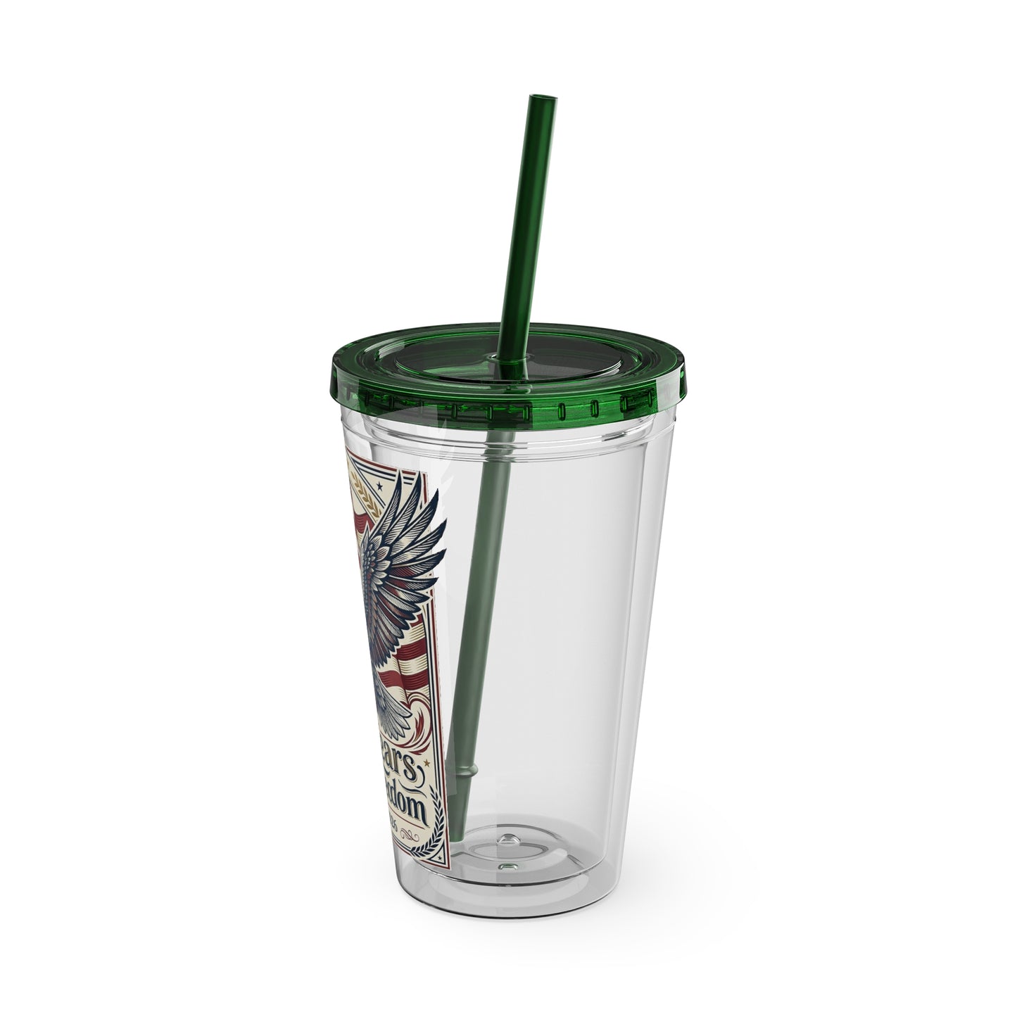 USA 250th ANNIVERSARY - Patriotic Eagle Tumbler 16oz – "250 Years of Freedom" USA Flag Straw Cup - Trending Novelties & Gifts