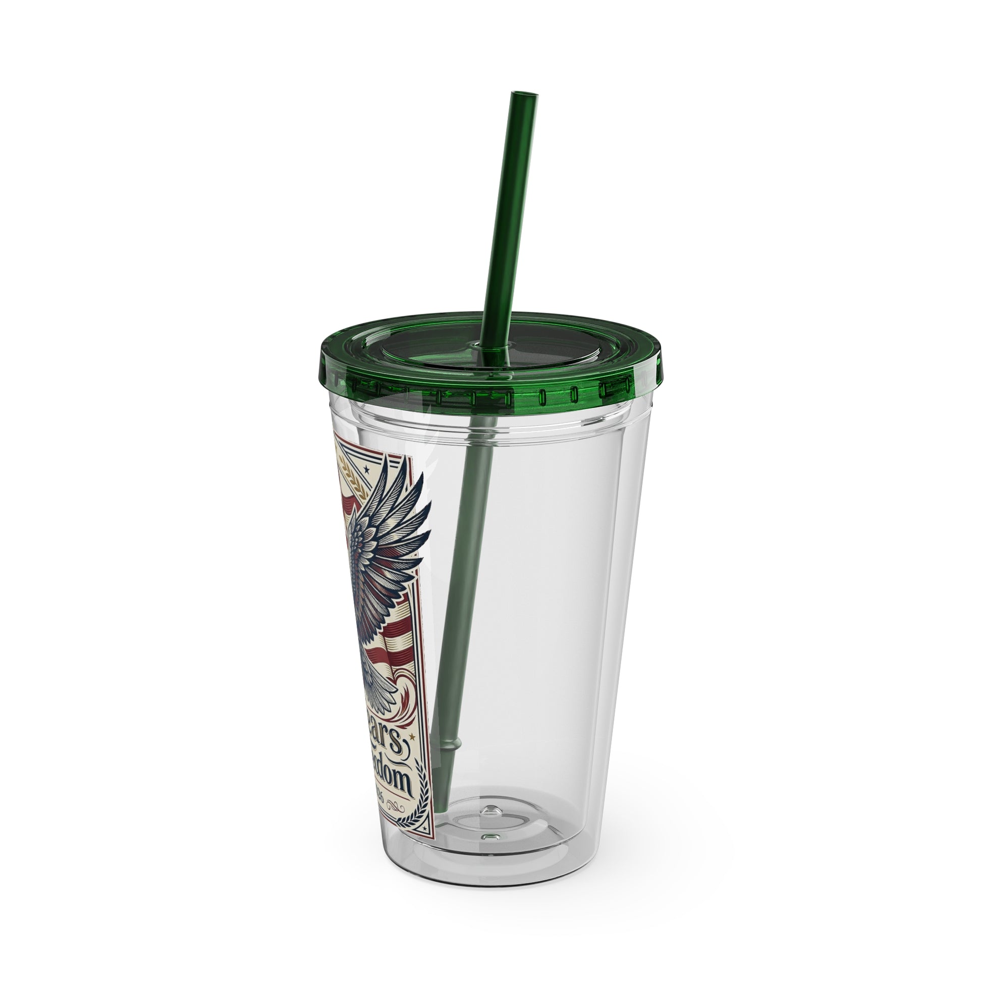 USA 250th ANNIVERSARY - Patriotic Eagle Tumbler 16oz – "250 Years of Freedom" USA Flag Straw Cup - Trending Novelties & Gifts