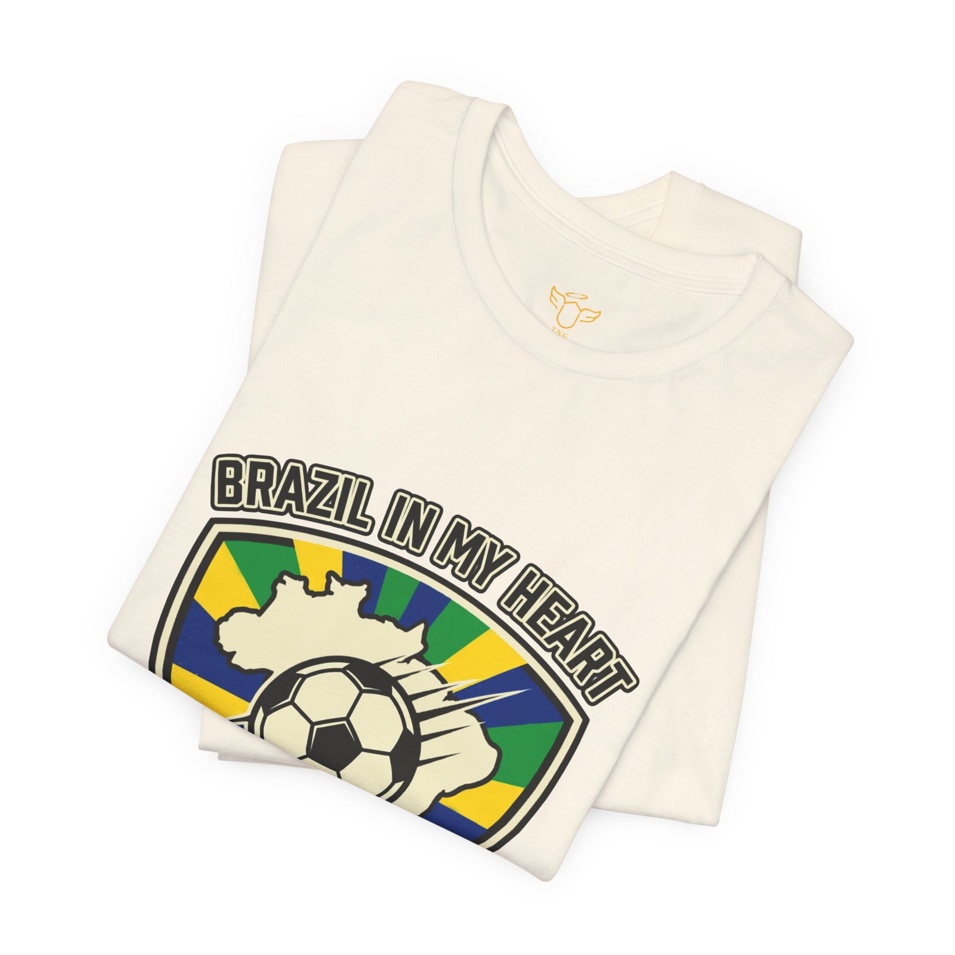 Brazil in My Heart Soccer Crest Tee | country pride, retro soccer - Trending Novelties & Gifts