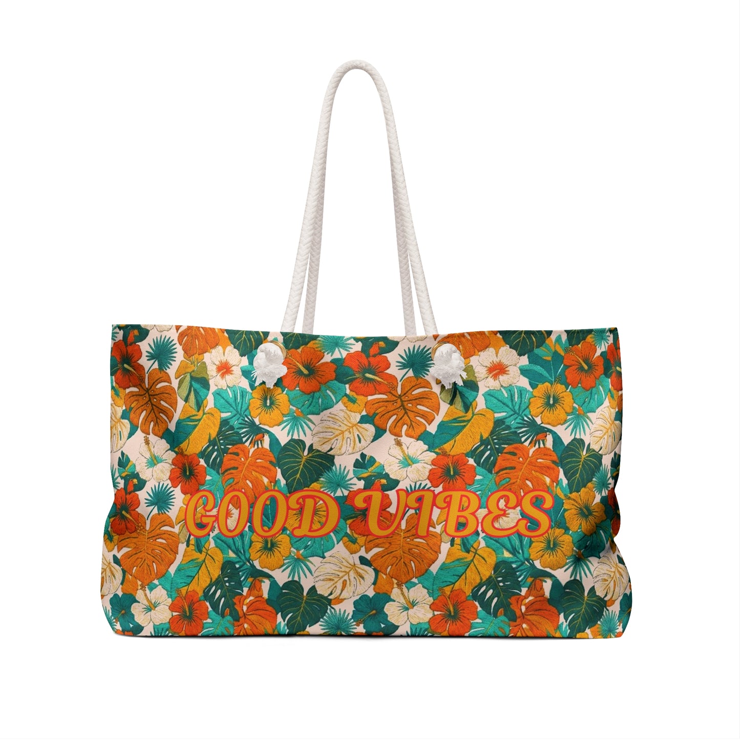 Tropical 'Good Vibes' Weekender Bag – Summer Tote for Beach & Vacation - Trending Novelties & Gifts