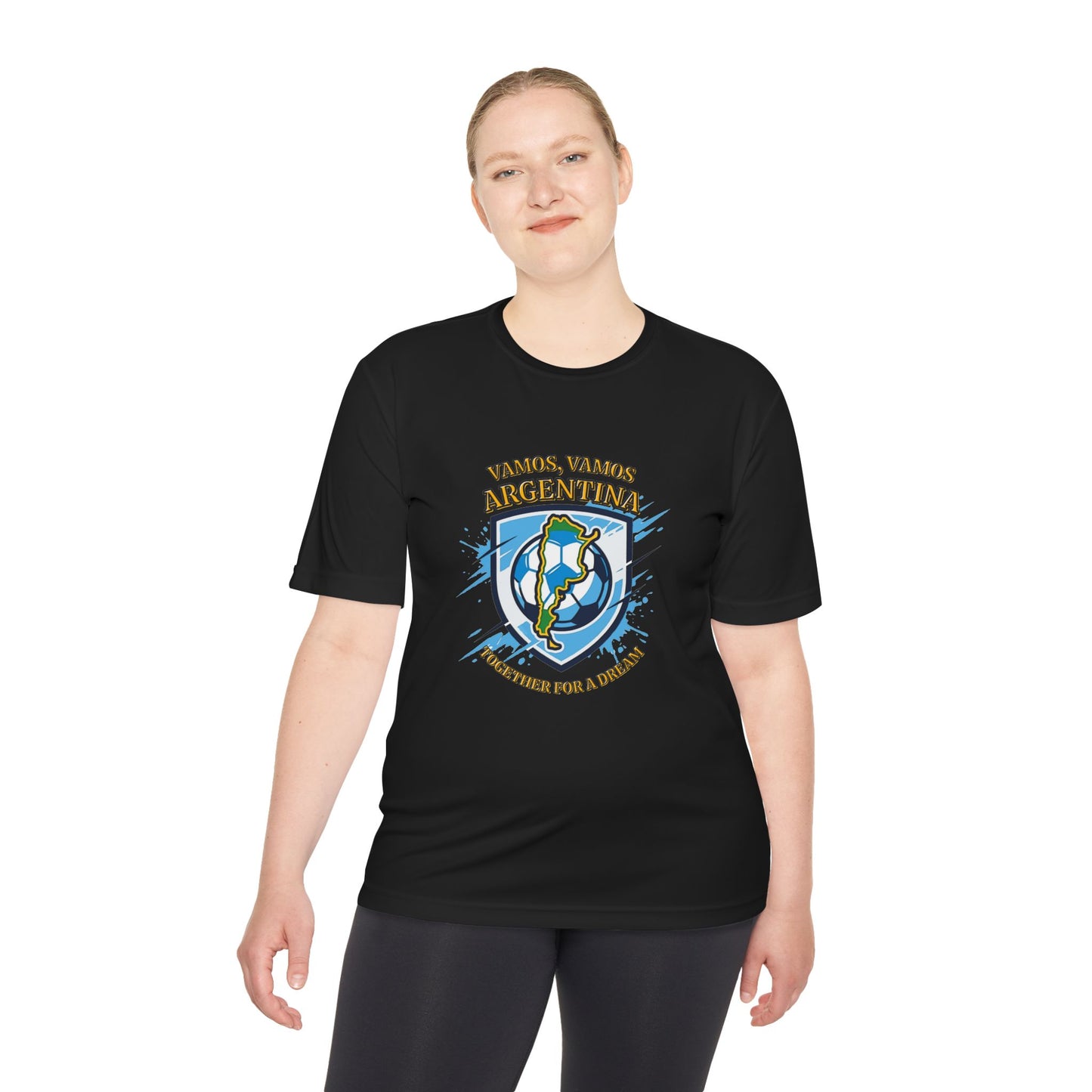 Argentina Soccer Shield Tee — "Vamos, Vamos Argentina" Football Shirt | Moisture-wicking tee - Trending Novelties & Gifts