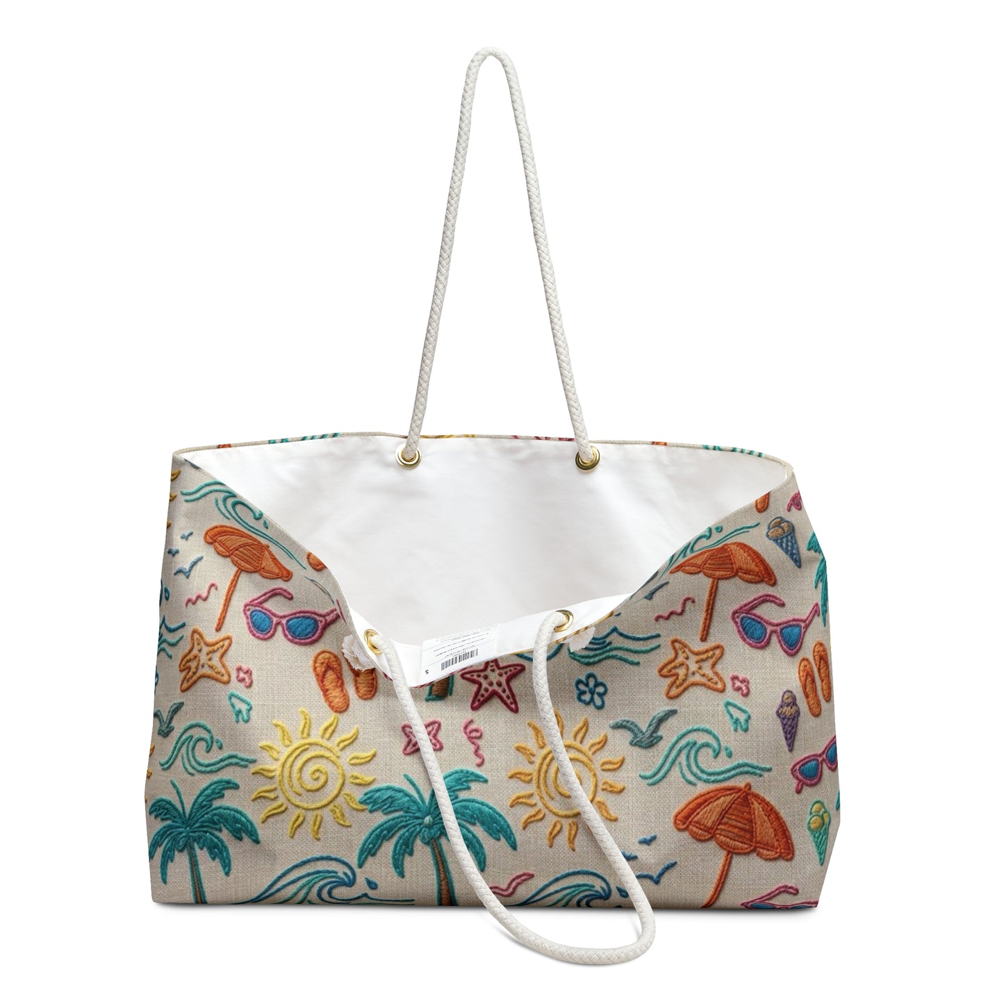Tropical Beach Weekender Bag — Summer Travel Tote with Palm Trees, Umbrellas & Sun. - Trending Novelties & Gifts