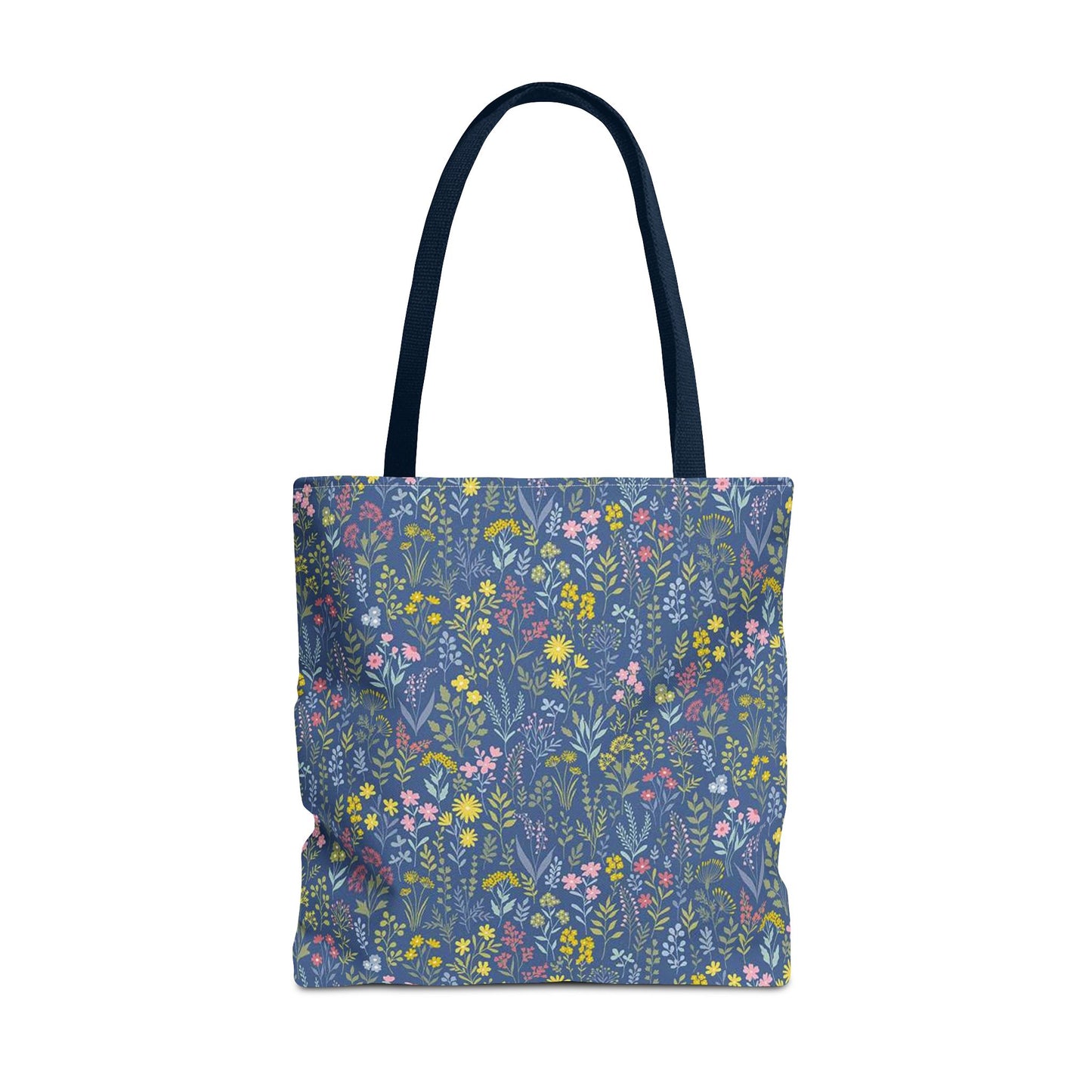 Wildflower Meadow Tote Bag — Blue Floral All-Over Print Eco Tote (summer)