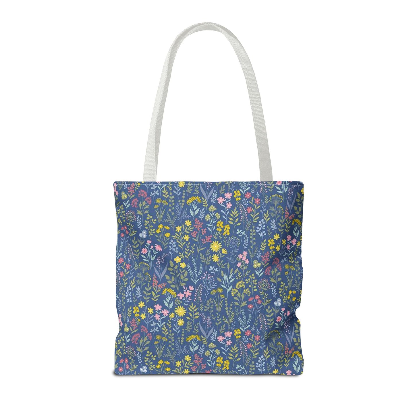 Wildflower Meadow Tote Bag — Blue Floral All-Over Print Eco Tote (summer)