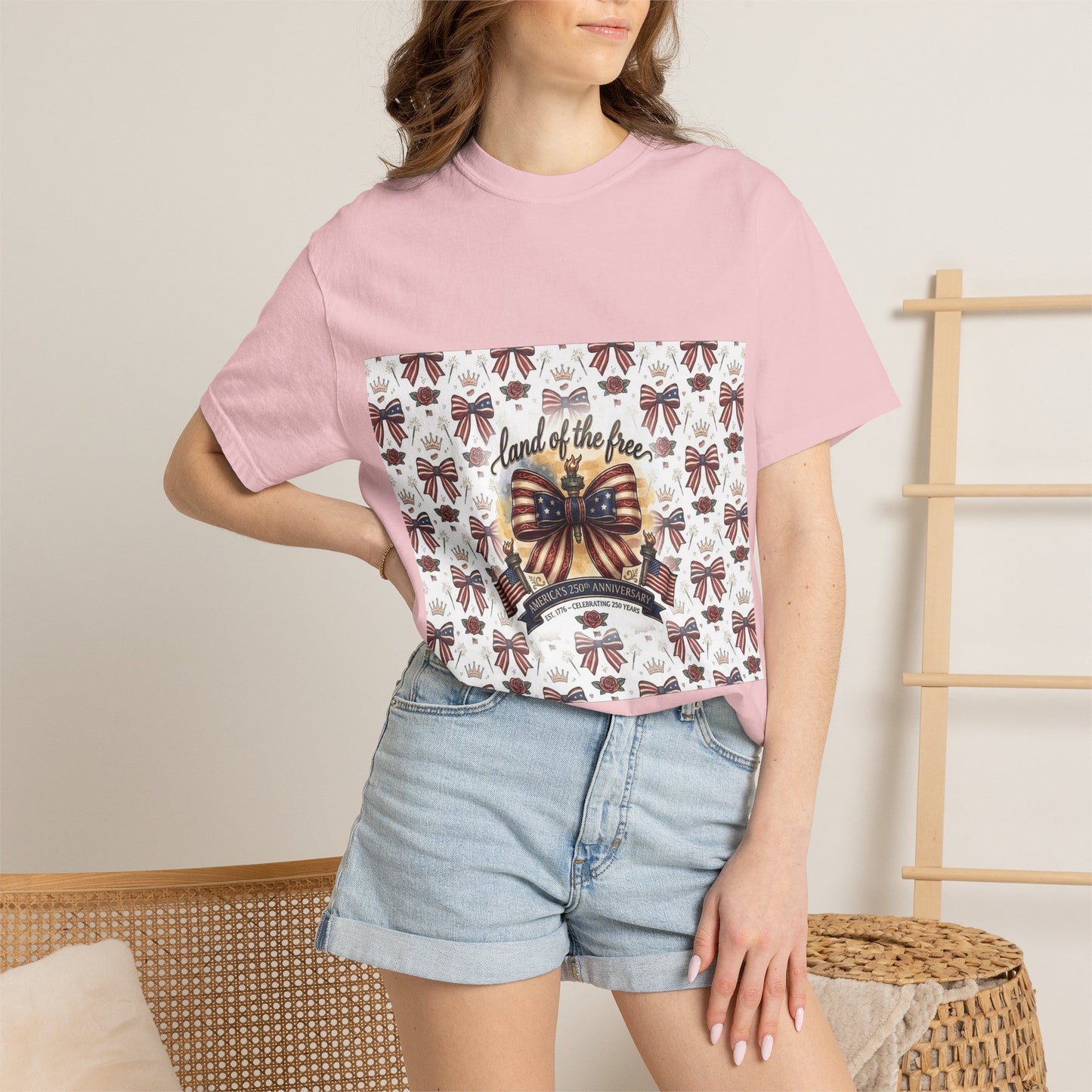 USA 250th Patriotic T-Shirt — American Flag Bow Graphic Tee - Trending Novelties & Gifts