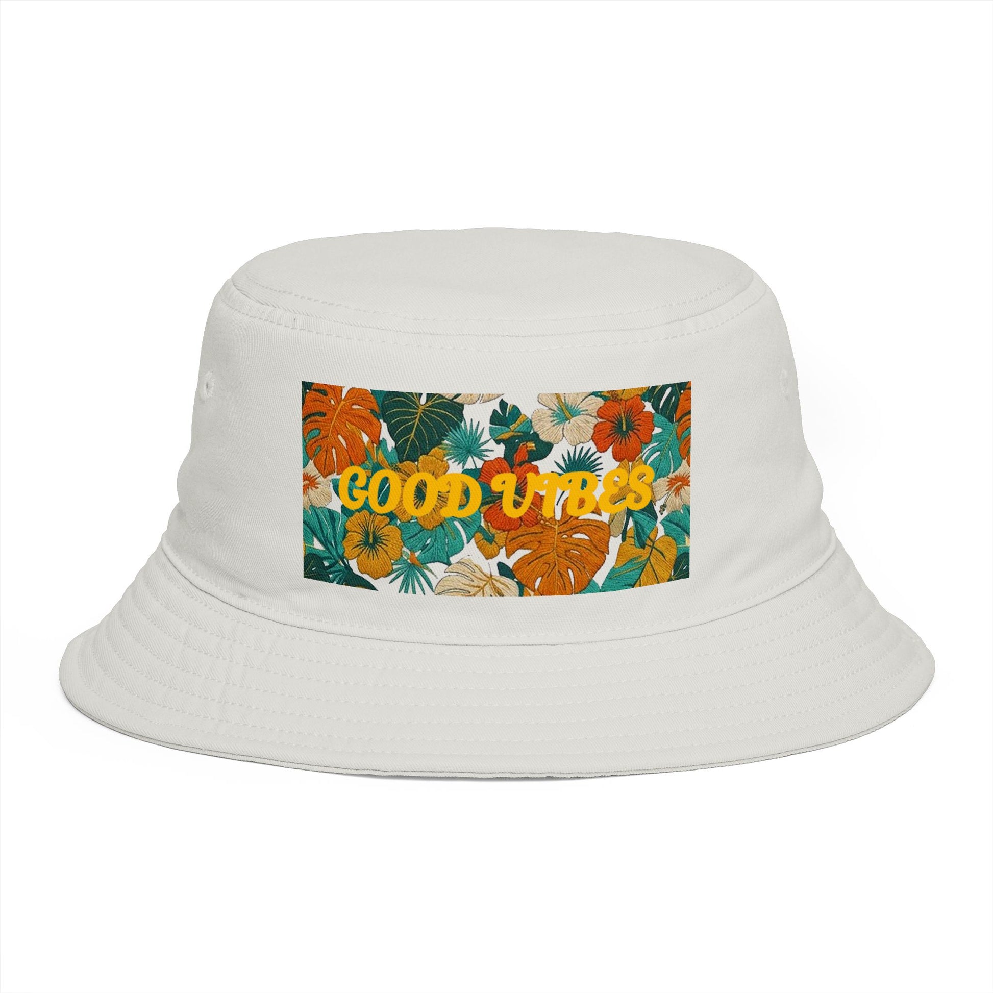 Summer Bucket Hat — 'Good Vibes' Floral Bucket Hat, Retro Tropical Sun Hat for Beach, Festival & Summer - Trending Novelties & Gifts