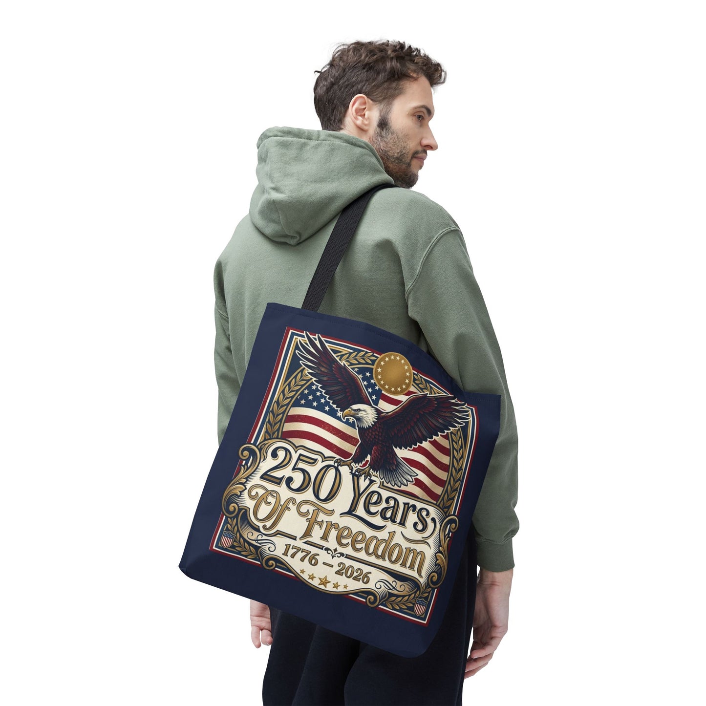 250 Years of Freedom Tote Bag — USA 250th ANNIVERSARY Eagle American Flag Tote Bag - Trending Novelties & Gifts