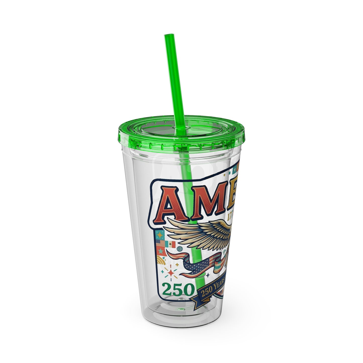America 250 Years Eagle Tumbler with Straw |  USA 250th ANNIVERSARY Commemorative Drink Cup - Trending Novelties & Gifts