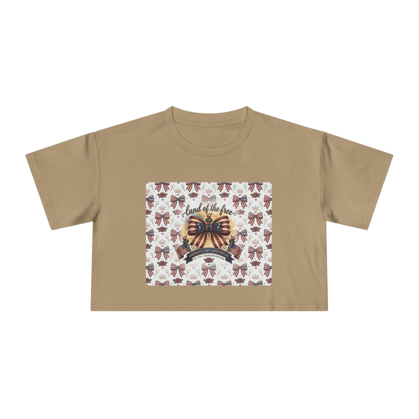 USA 250th ANNIVERSARY Women’s Crop Tee — Patriotic "Land of the Free" Women’s Crop Tee - Trending Novelties & Gifts
