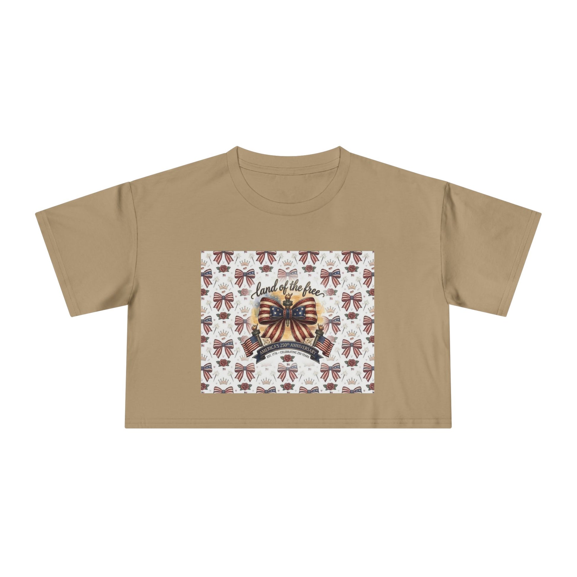 USA 250th ANNIVERSARY Women’s Crop Tee — Patriotic "Land of the Free" Women’s Crop Tee - Trending Novelties & Gifts