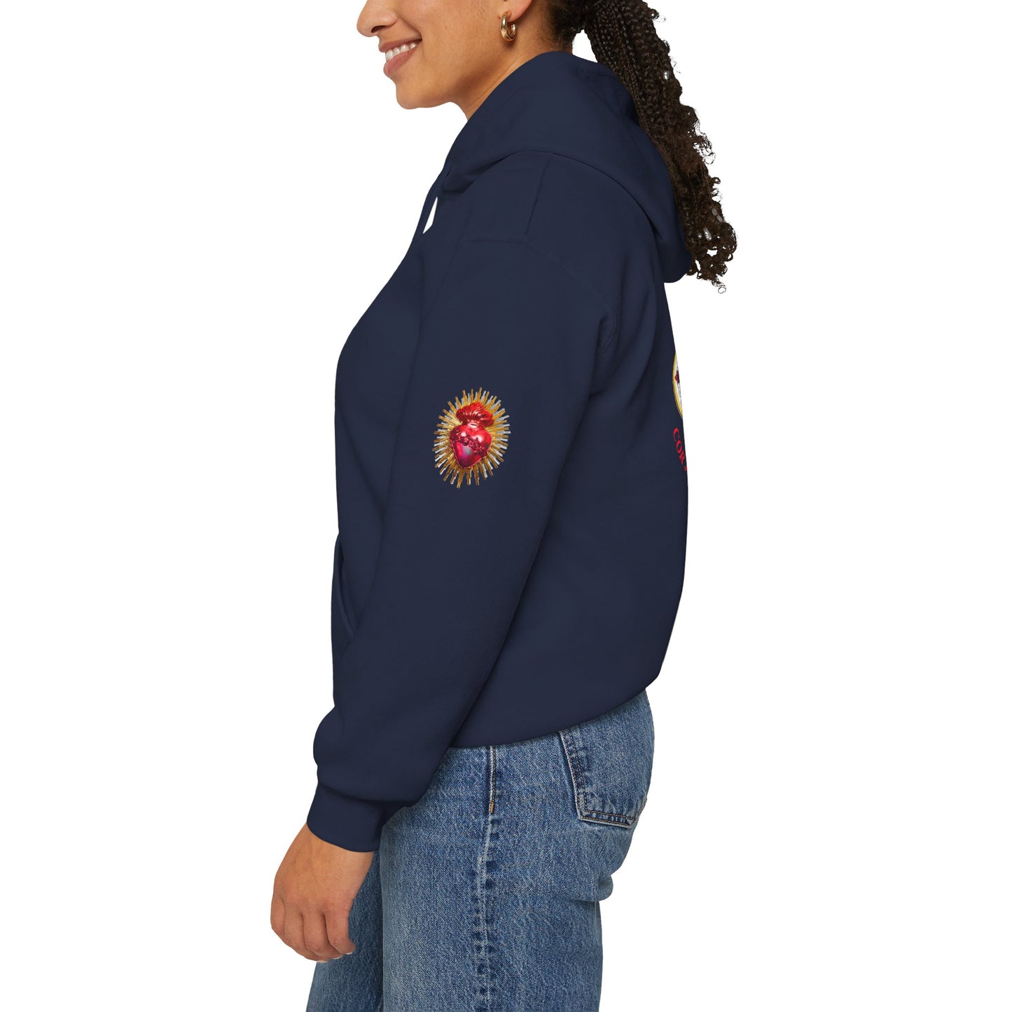 Sacred Heart Rose Hoodie — Spiritual Heart Graphic Sweatshirt (CT)