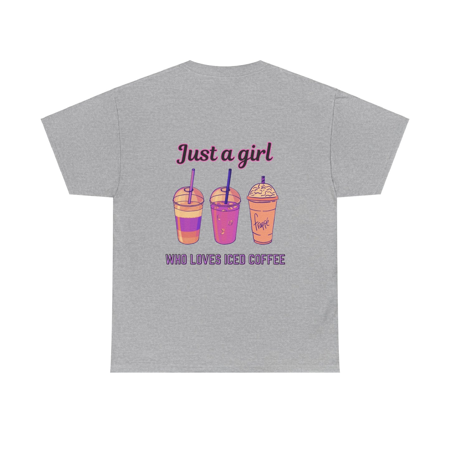 Coffee Lover Cotton Tee - Just a Girl Who Loves Iced Coffee