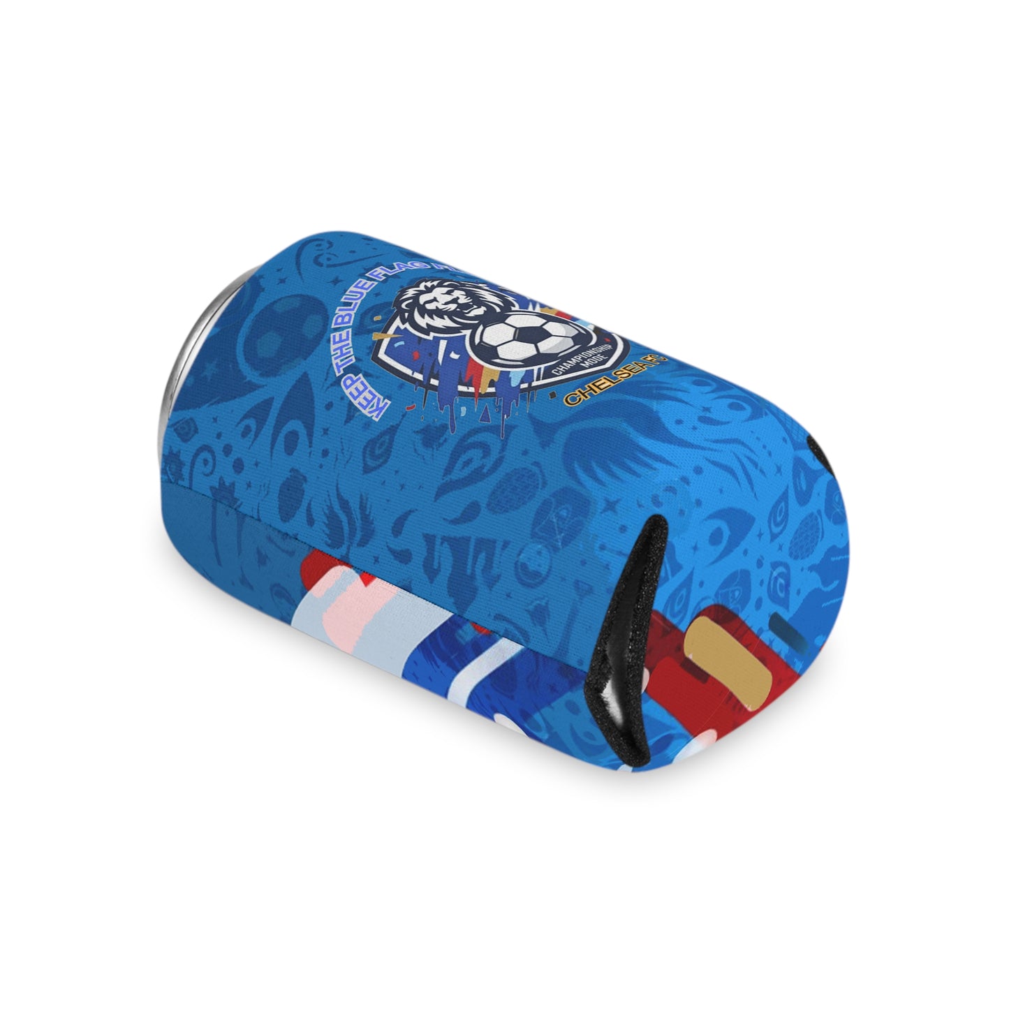 Soccer Blue Crest Can Cooler — Chelsea's Keep the Blue Flag Flying Koozie - Trending Novelties & Gifts