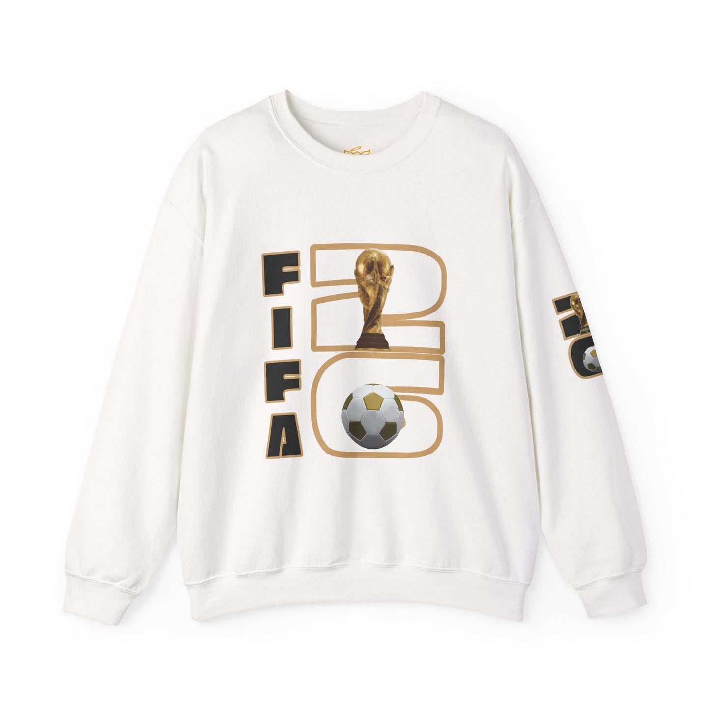 FIFA World Cup 2026 Crewneck Sweatshirt — Gold Trophy & Soccer Ball Design