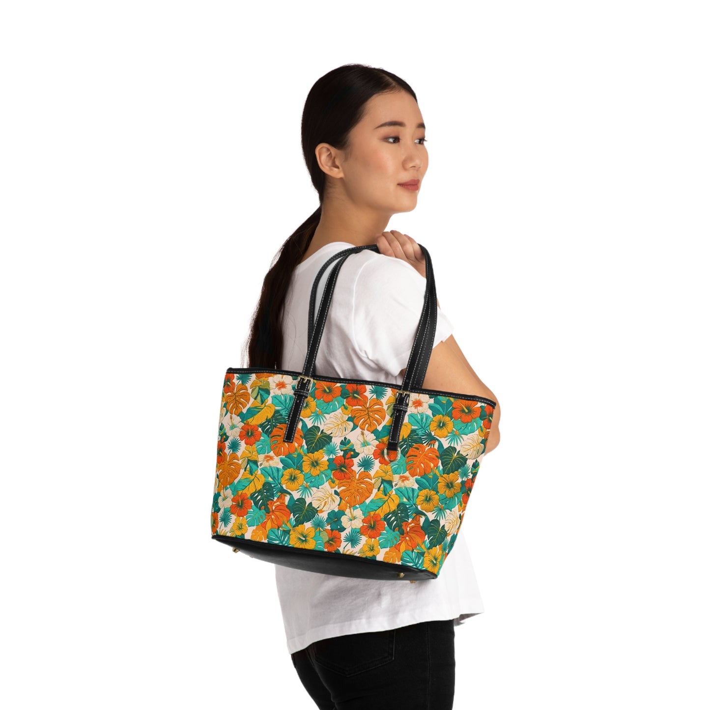 Tropical Floral PU Shoulder Bag – Vibrant Summer Floral Bag for Everyday, Beach & Travel - Trending Novelties & Gifts