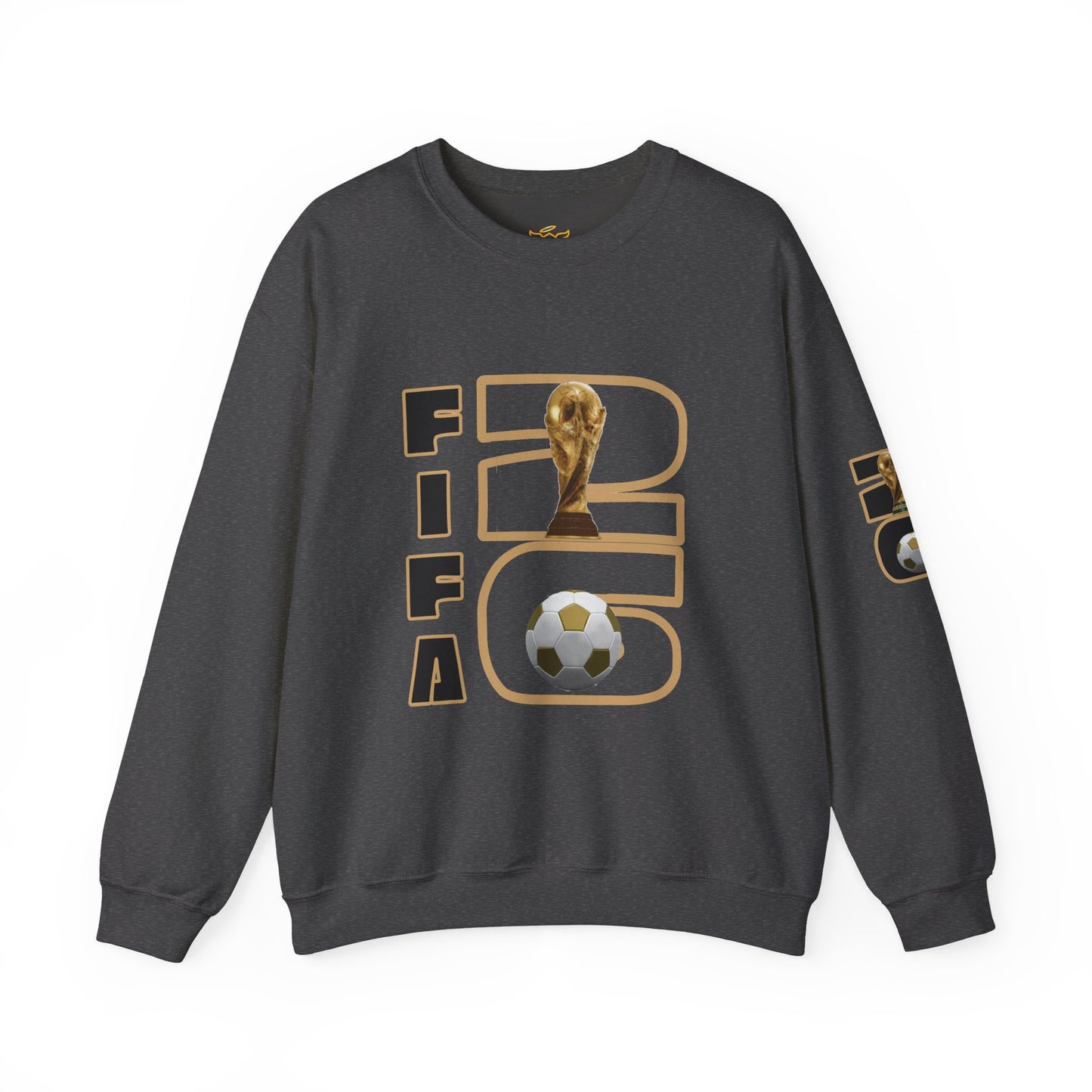 FIFA World Cup 2026 Crewneck Sweatshirt — Gold Trophy & Soccer Ball Design