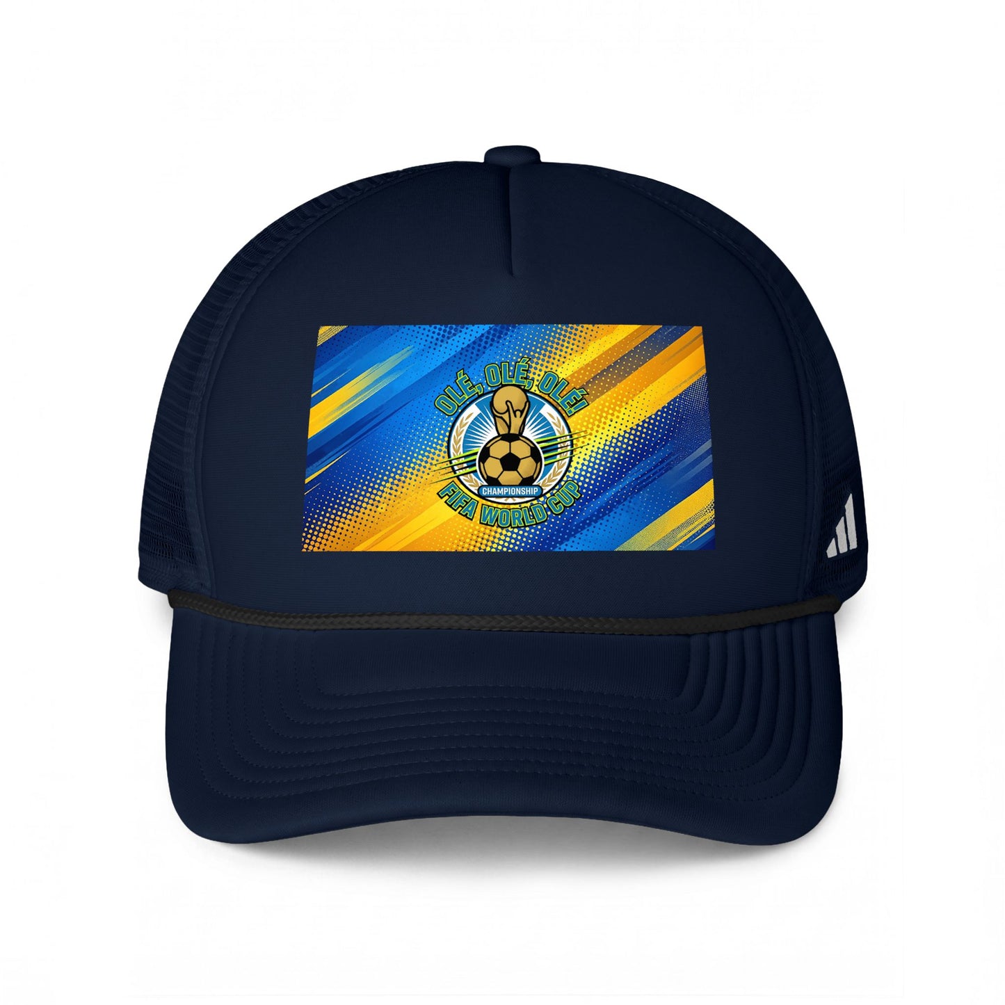 World Cup Soccer '26 Trucker Cap — Blue & Yellow Striped World Cup Cap - Trending Novelties & Gifts