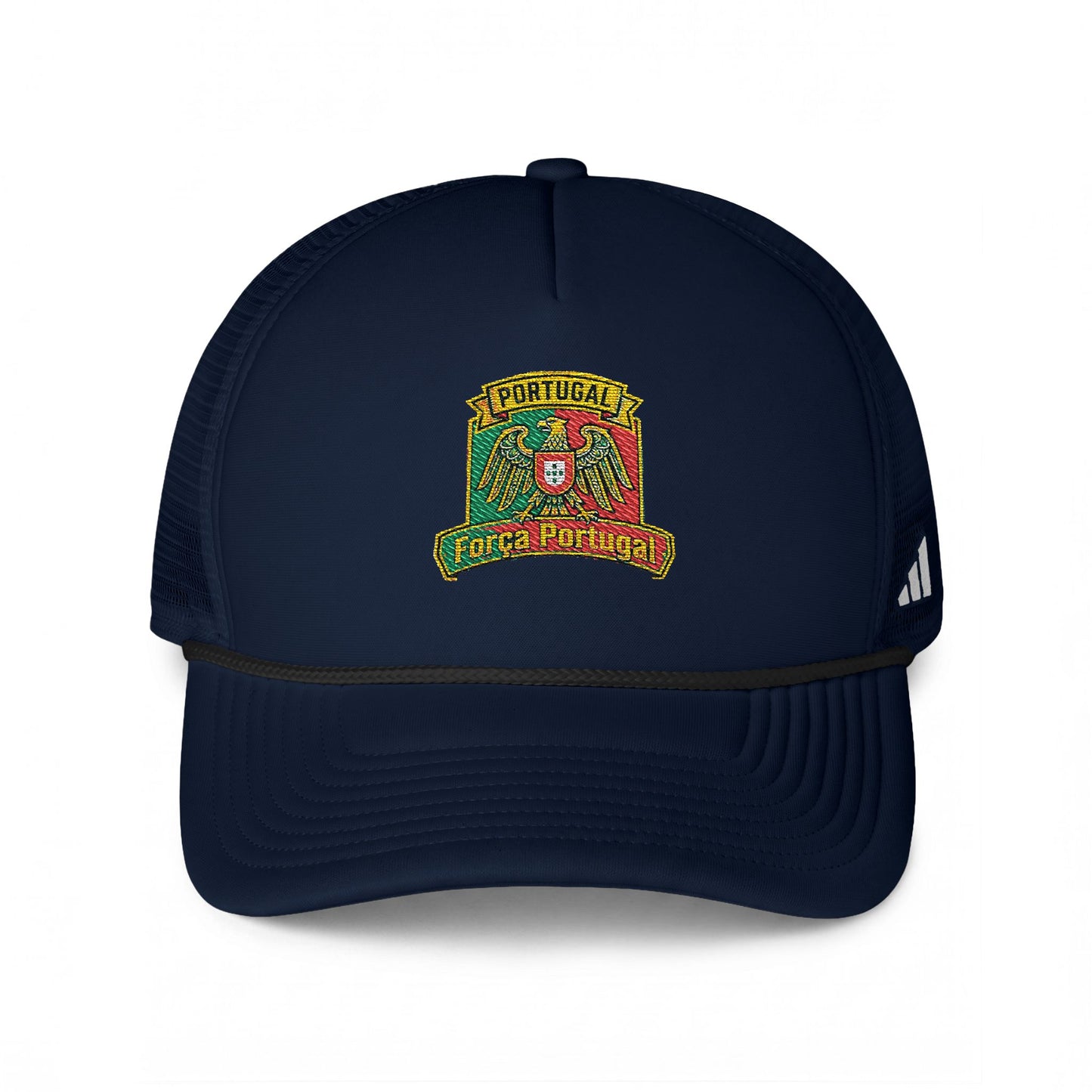 Portugal Soccer Fan Crest Trucker Cap — Embroidered Portugal Soccer Shield on Cap