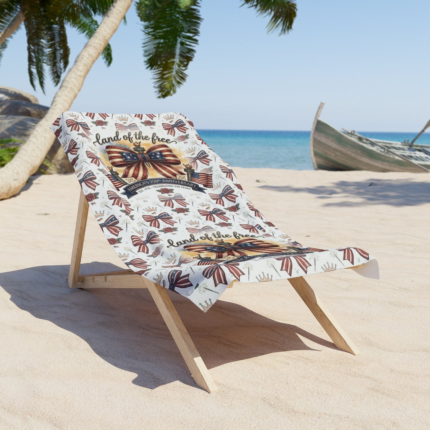 USA 250th ANNIVERSARY Beach Towel – American 250th ANNIVERSARY Bow Design Towel - Trending Novelties & Gifts