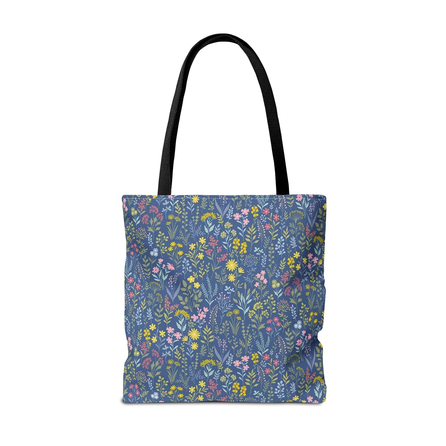 Wildflower Meadow Tote Bag — Blue Floral All-Over Print Eco Tote (summer)