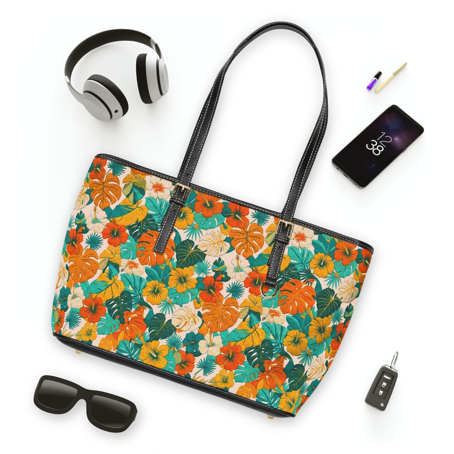 Tropical Floral PU Shoulder Bag – Vibrant Summer Floral Bag for Everyday, Beach & Travel - Trending Novelties & Gifts