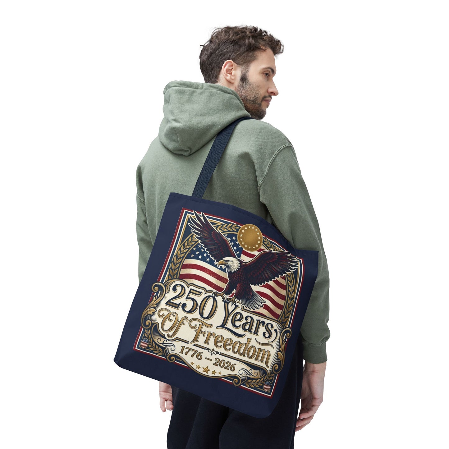 250 Years of Freedom Tote Bag — USA 250th ANNIVERSARY Eagle American Flag Tote Bag - Trending Novelties & Gifts