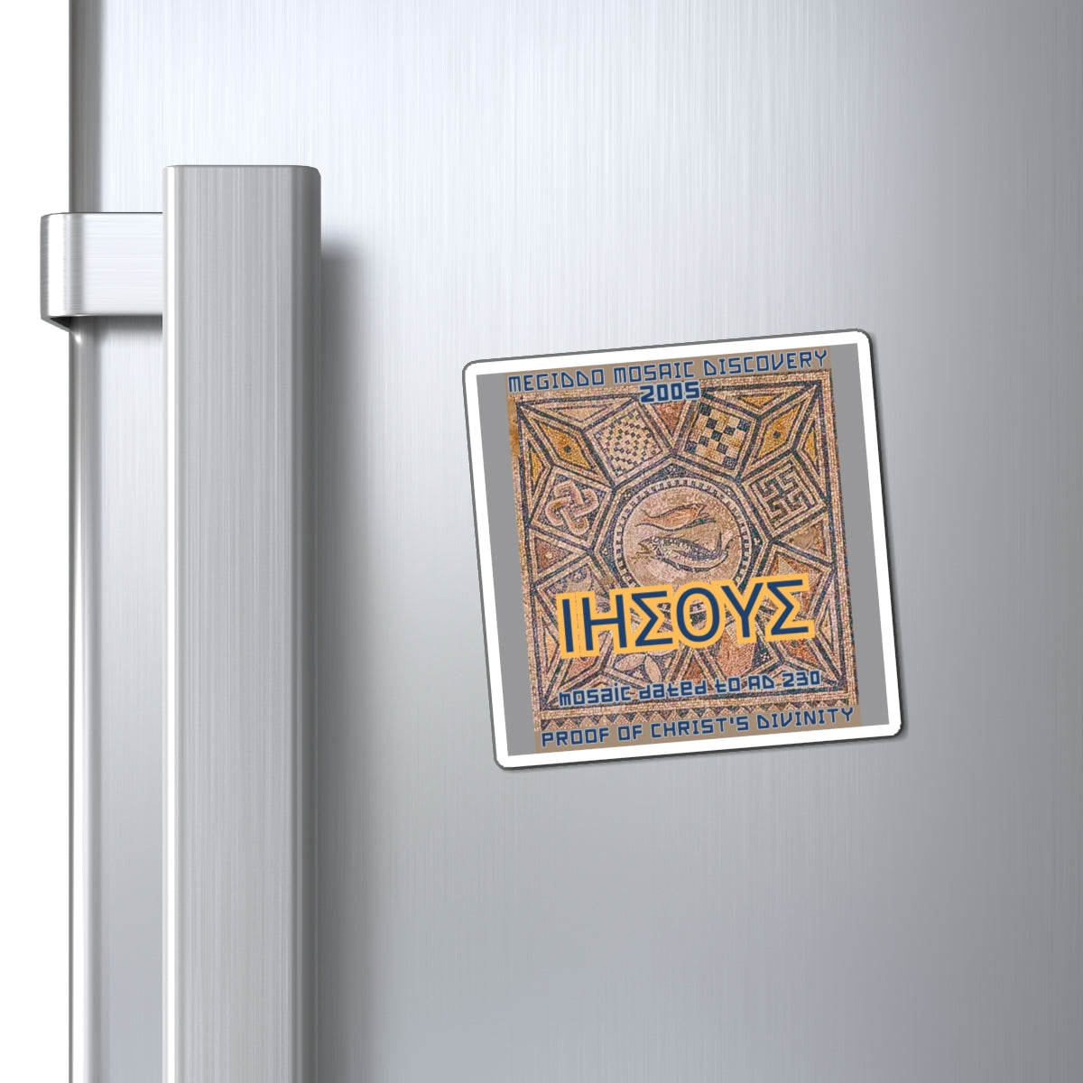 Megiddo Mosaic Souvenir Magnet Pt.1, Mosaic Magnets. MMD