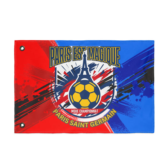 Paris est Magique Football Flag – Paris Saint-Germain Double-Sided Soccer Fan Banner - Trending Novelties & Gifts