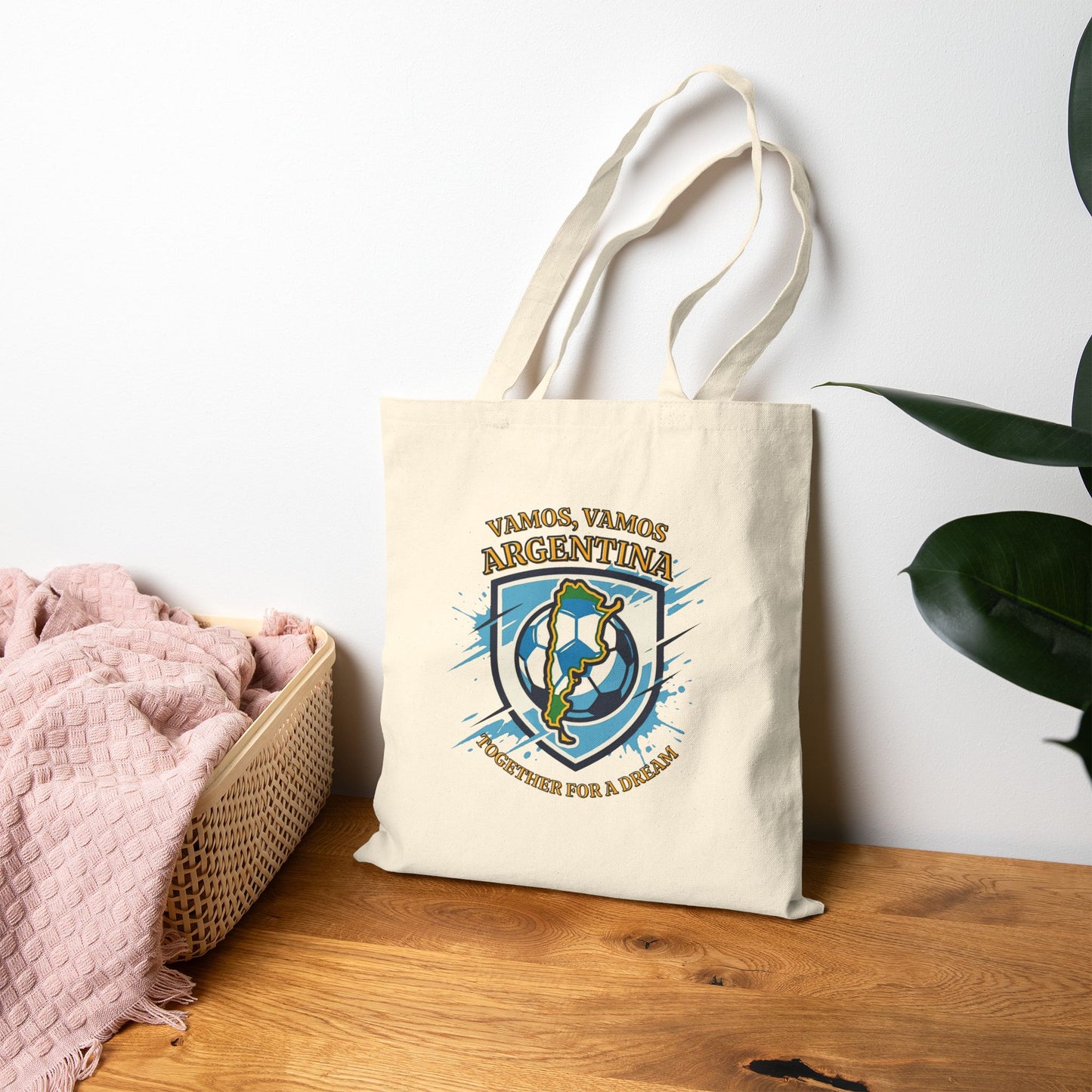 Argentina Soccer Tote Bag – 'Vamos, Vamos Argentina' Canvas Grocery & Game Day Tote - Trending Novelties & Gifts
