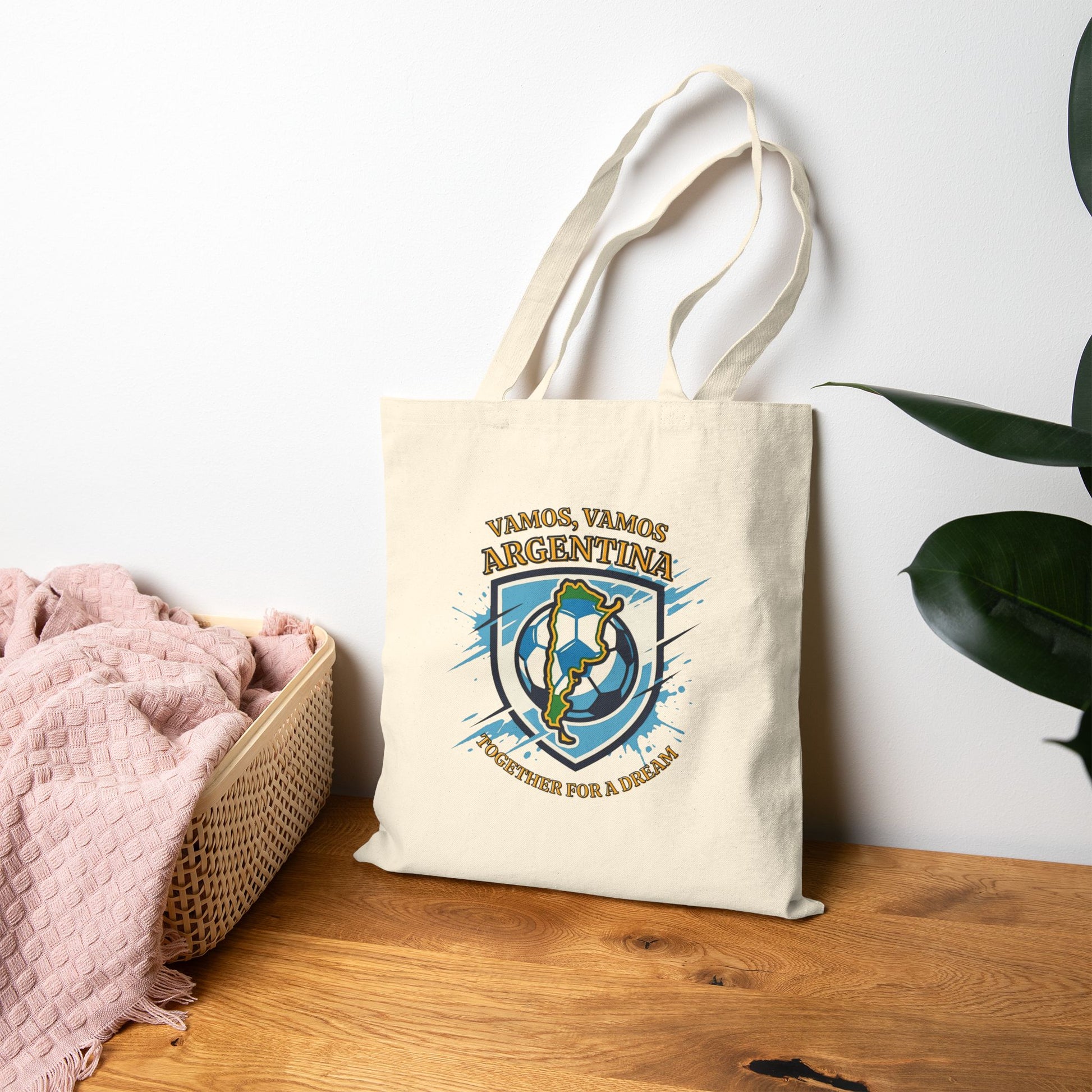 Argentina Soccer Tote Bag – 'Vamos, Vamos Argentina' Canvas Grocery & Game Day Tote - Trending Novelties & Gifts