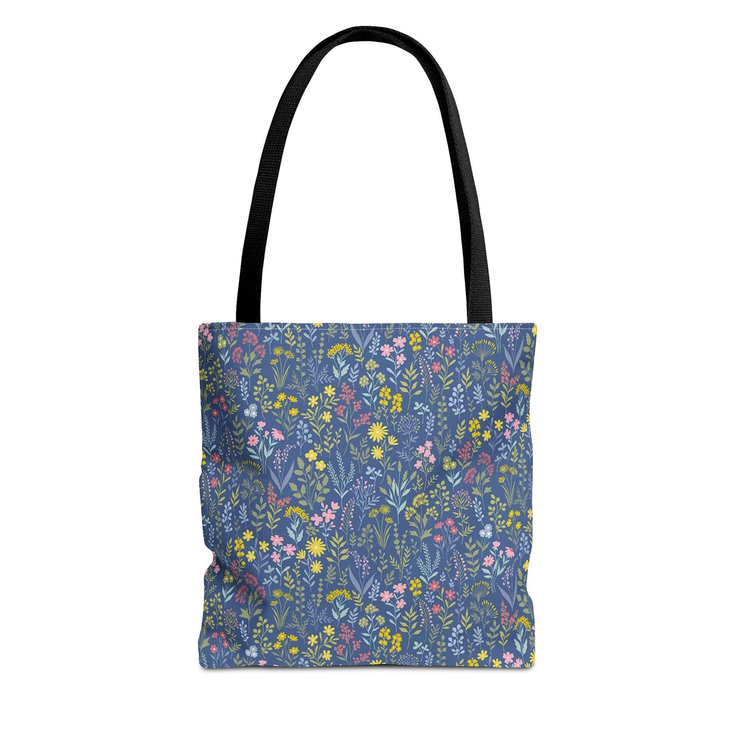 Wildflower Meadow Tote Bag — Blue Floral All-Over Print Eco Tote (summer)