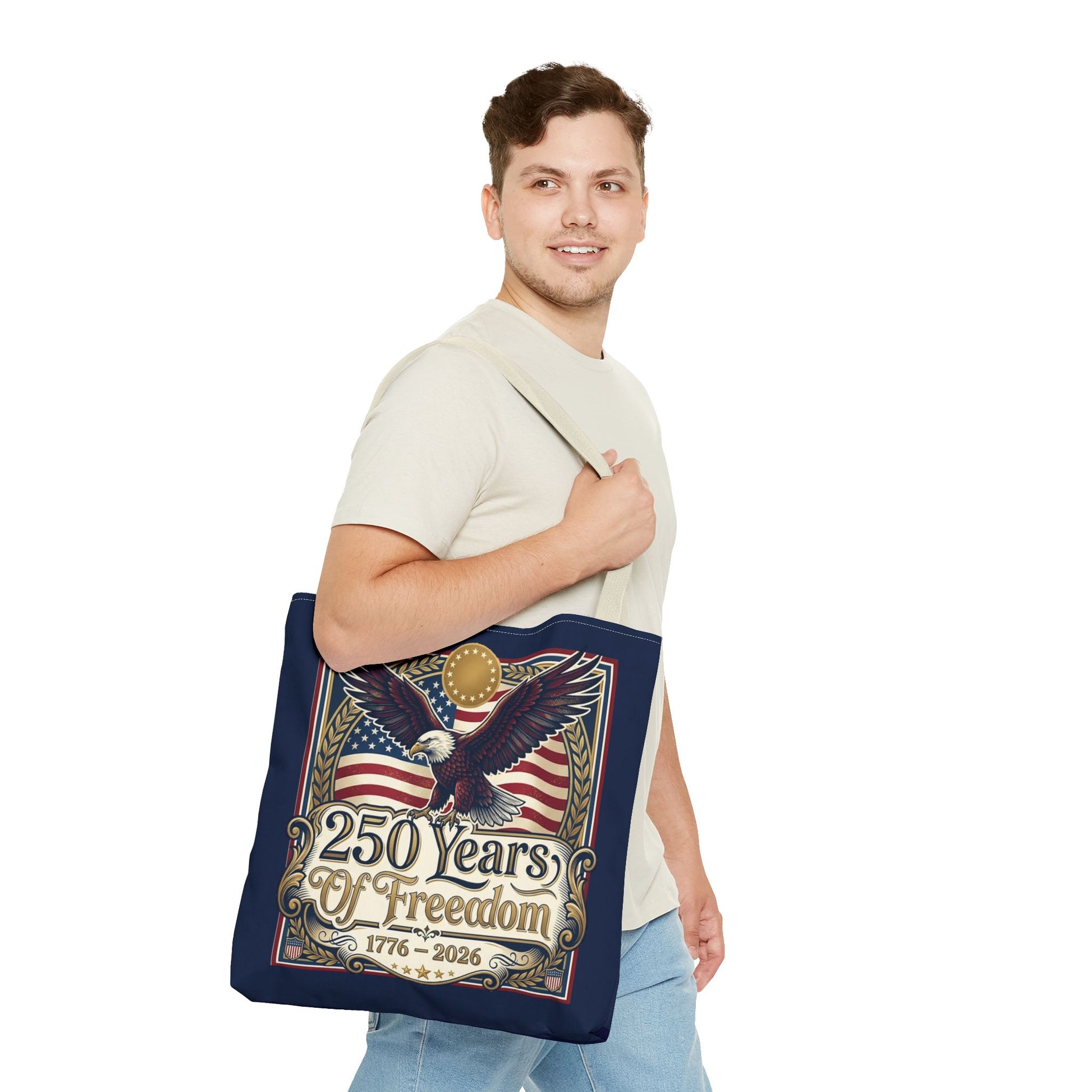 250 Years of Freedom Tote Bag — USA 250th ANNIVERSARY Eagle American Flag Tote Bag - Trending Novelties & Gifts