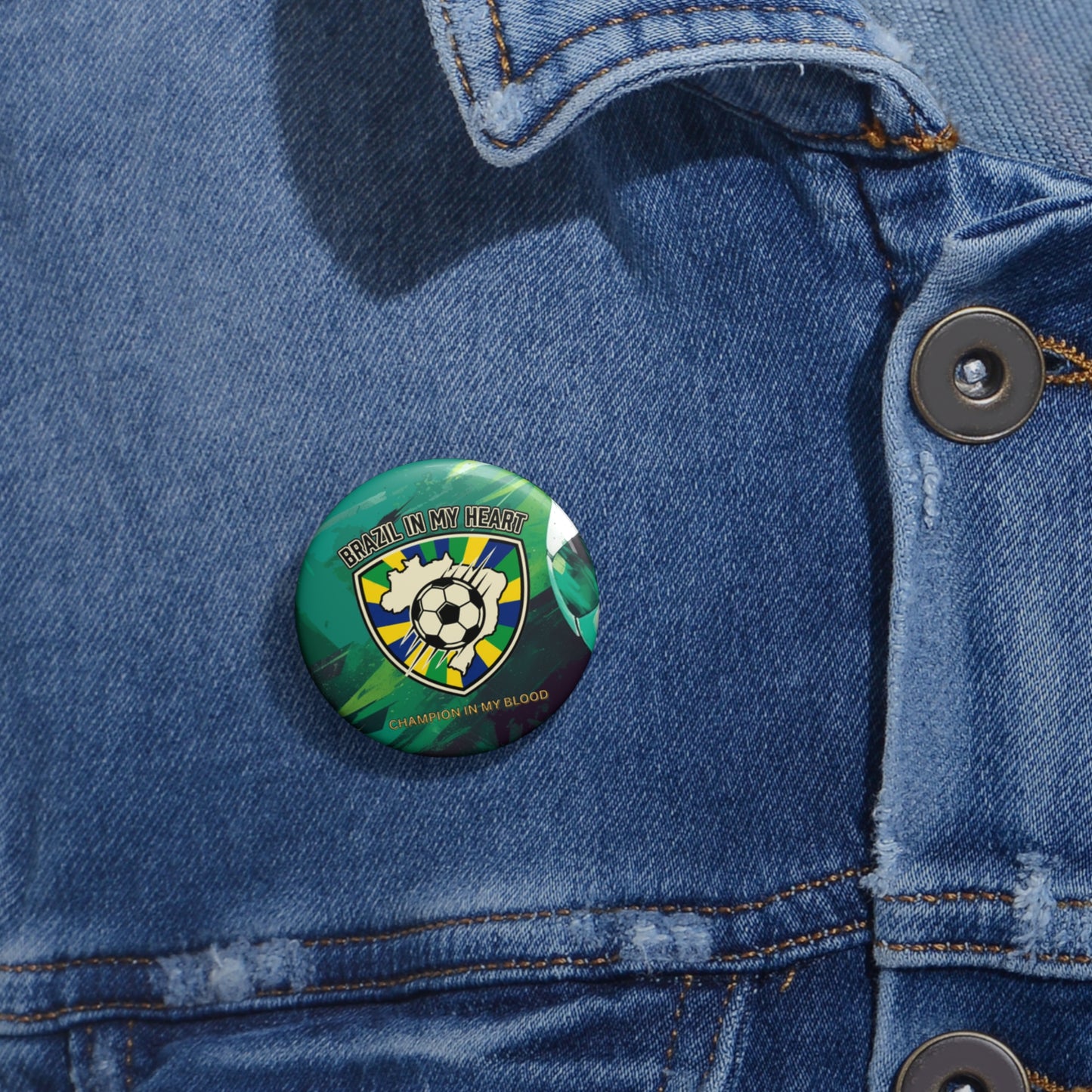 Brazil Pride Soccer Pin Button – "Brazil in My Heart" Badge - Trending Novelties & Gifts